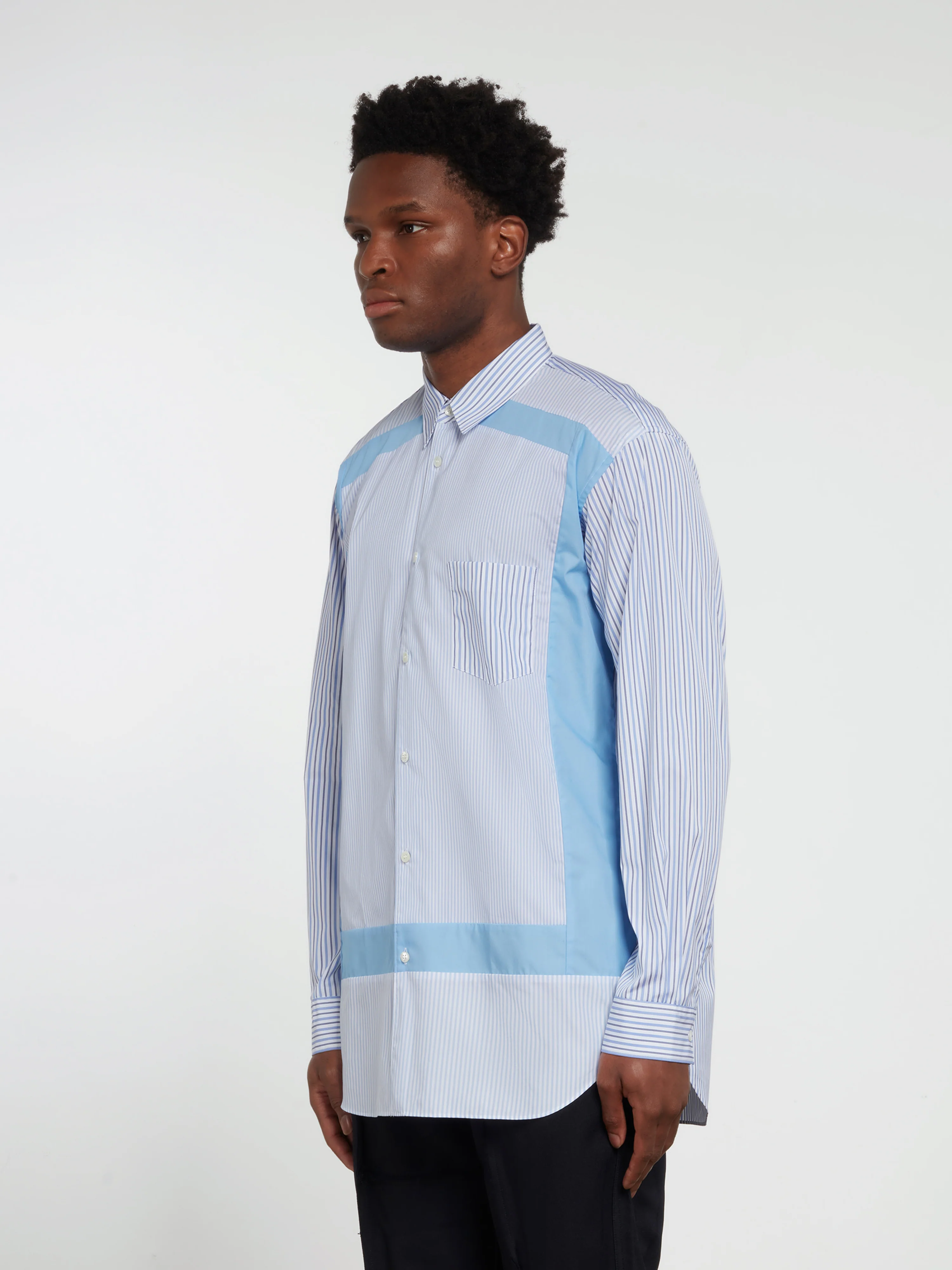 CDG Shirt Forever - Classic Fit Contrast Frame Shirt - (Stripe 3/Mix) - Image 4