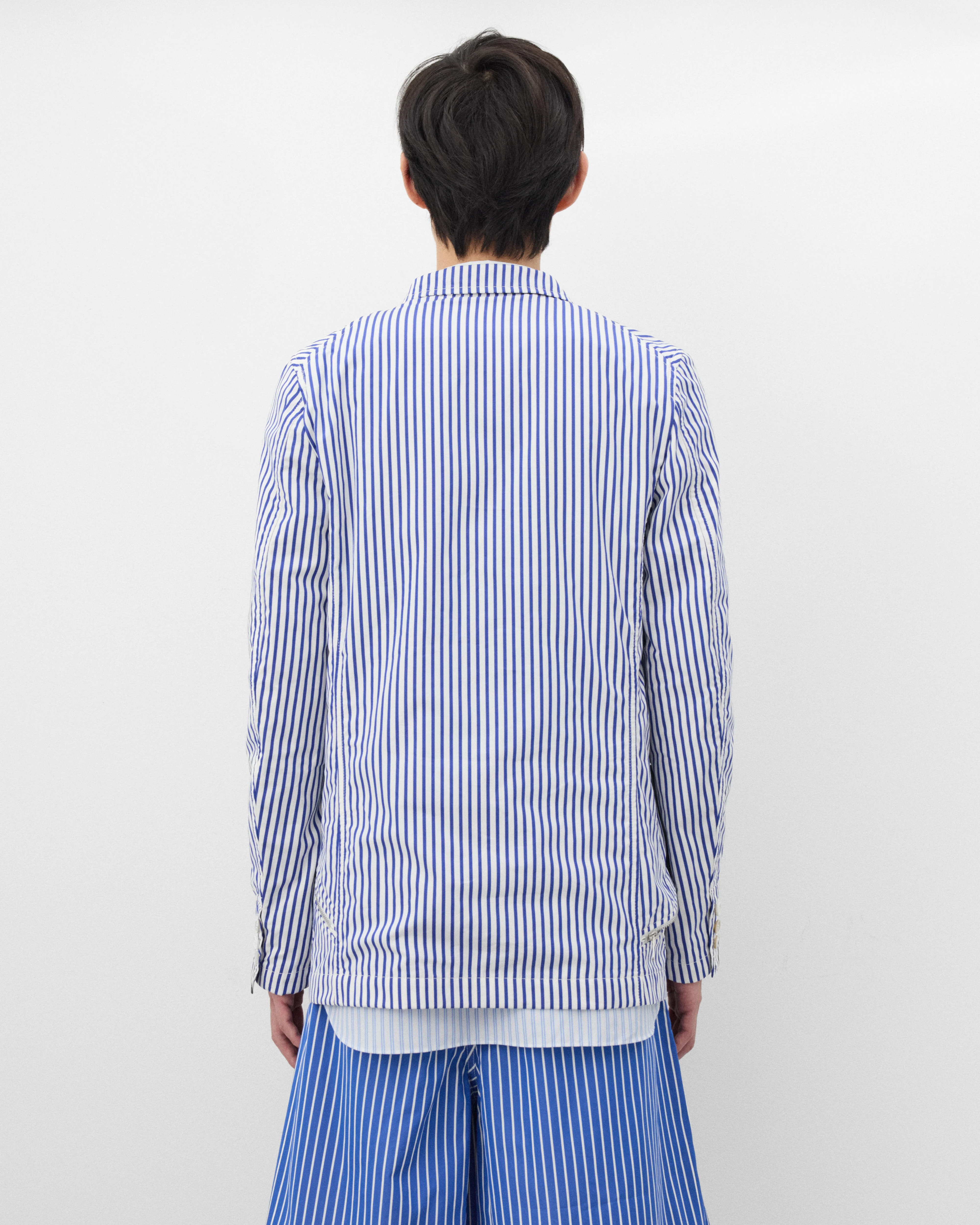 CDG Shirt - Men's Striped Zip Blazer - (Blue/White) - Image 5