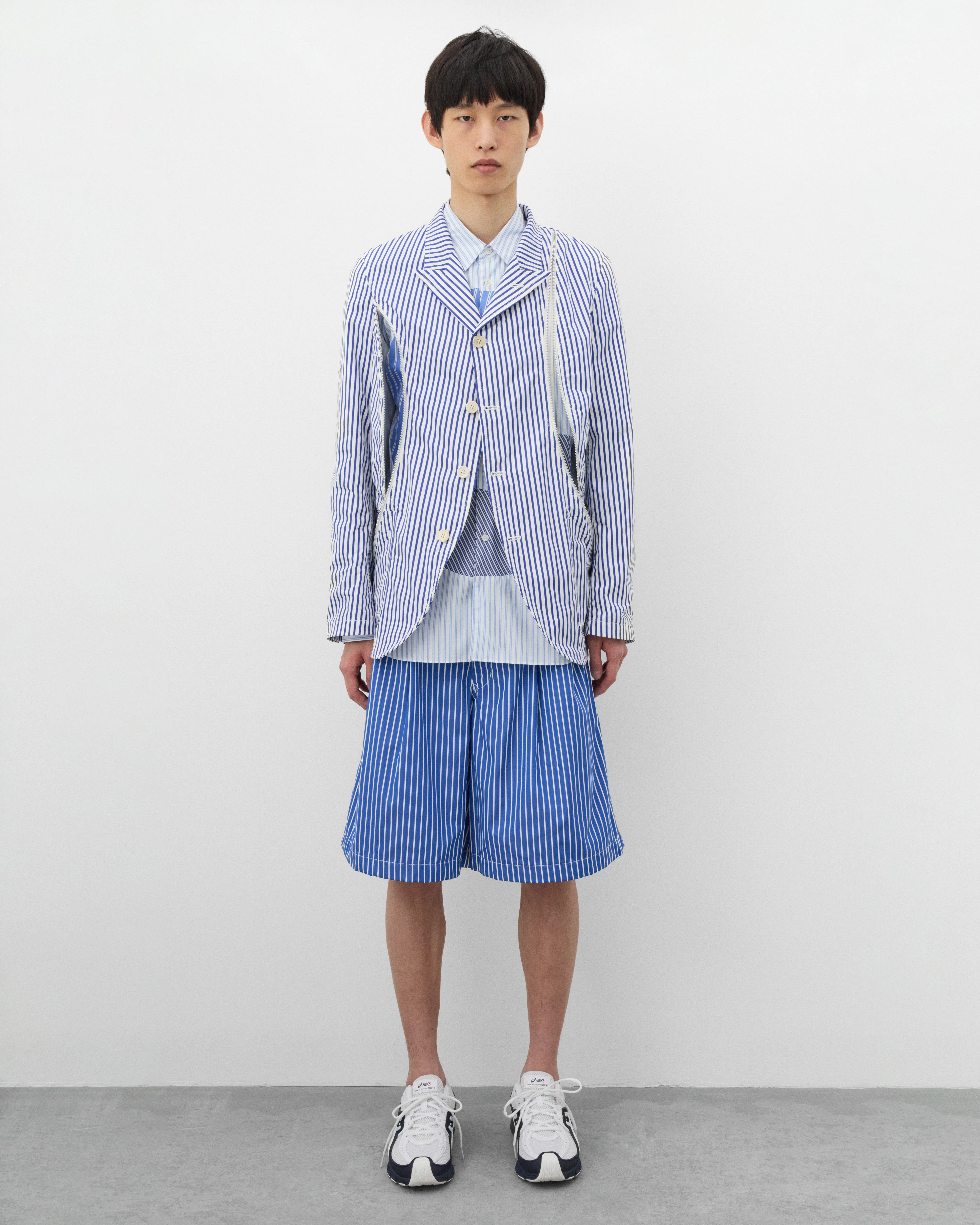 CDG Shirt - Men's Striped Zip Blazer - (Blue/White) - Image 6