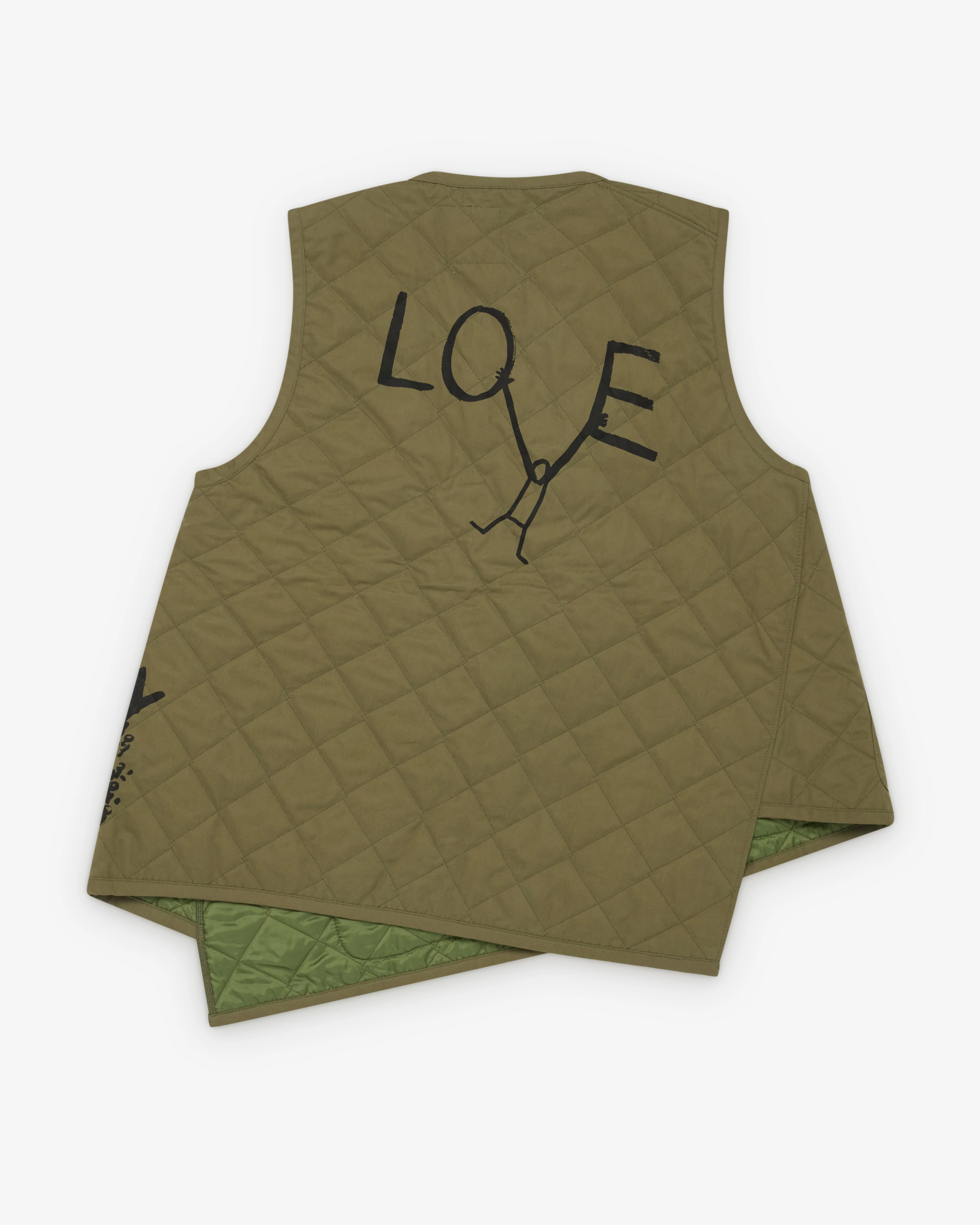CDG Shirt - Men's Lavenham Bias Quilted Vest - (Olive) - Image 2