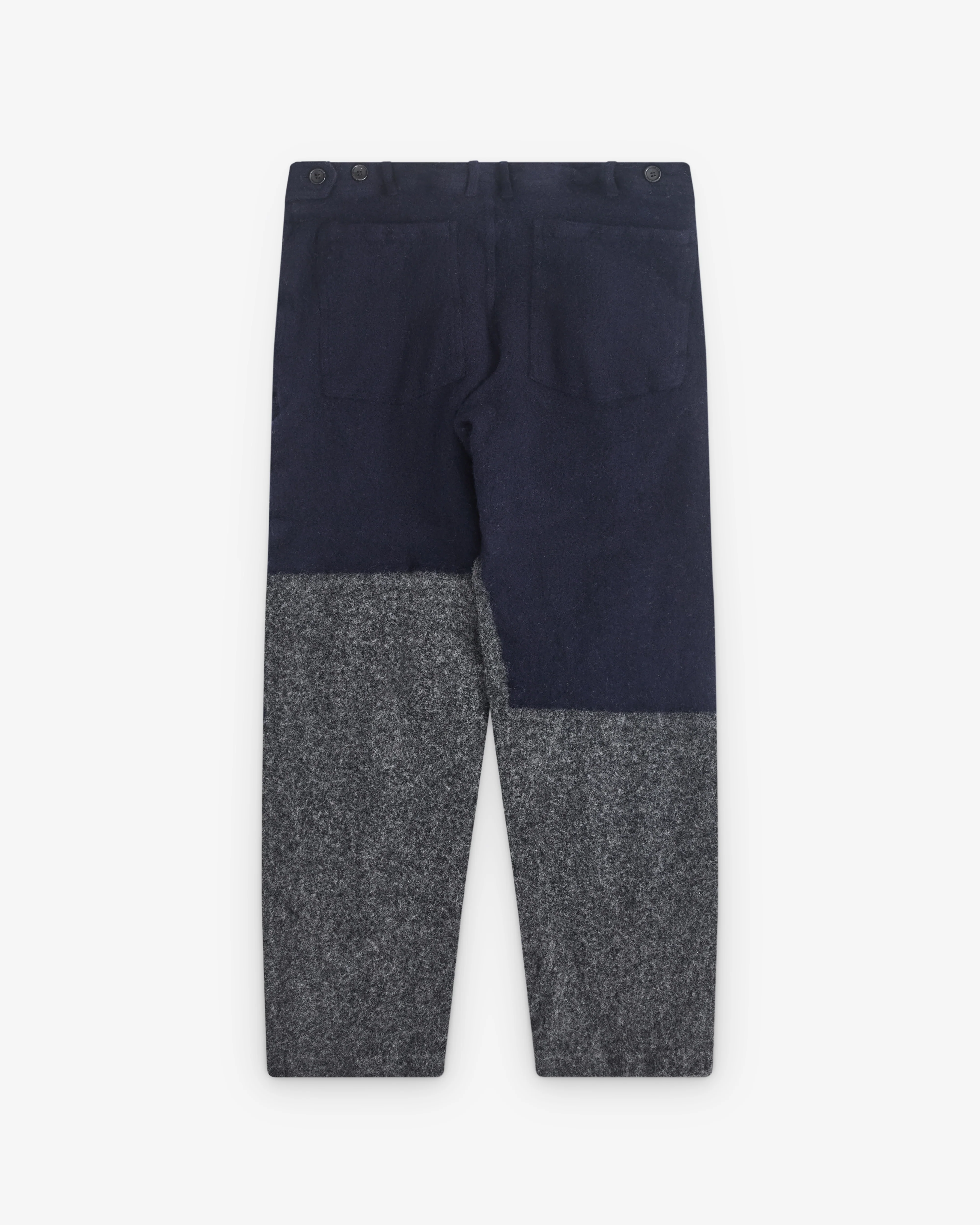 CDG Shirt - Men’s Colour Block Wool Trousers - (Navy/Grey) - Image 2