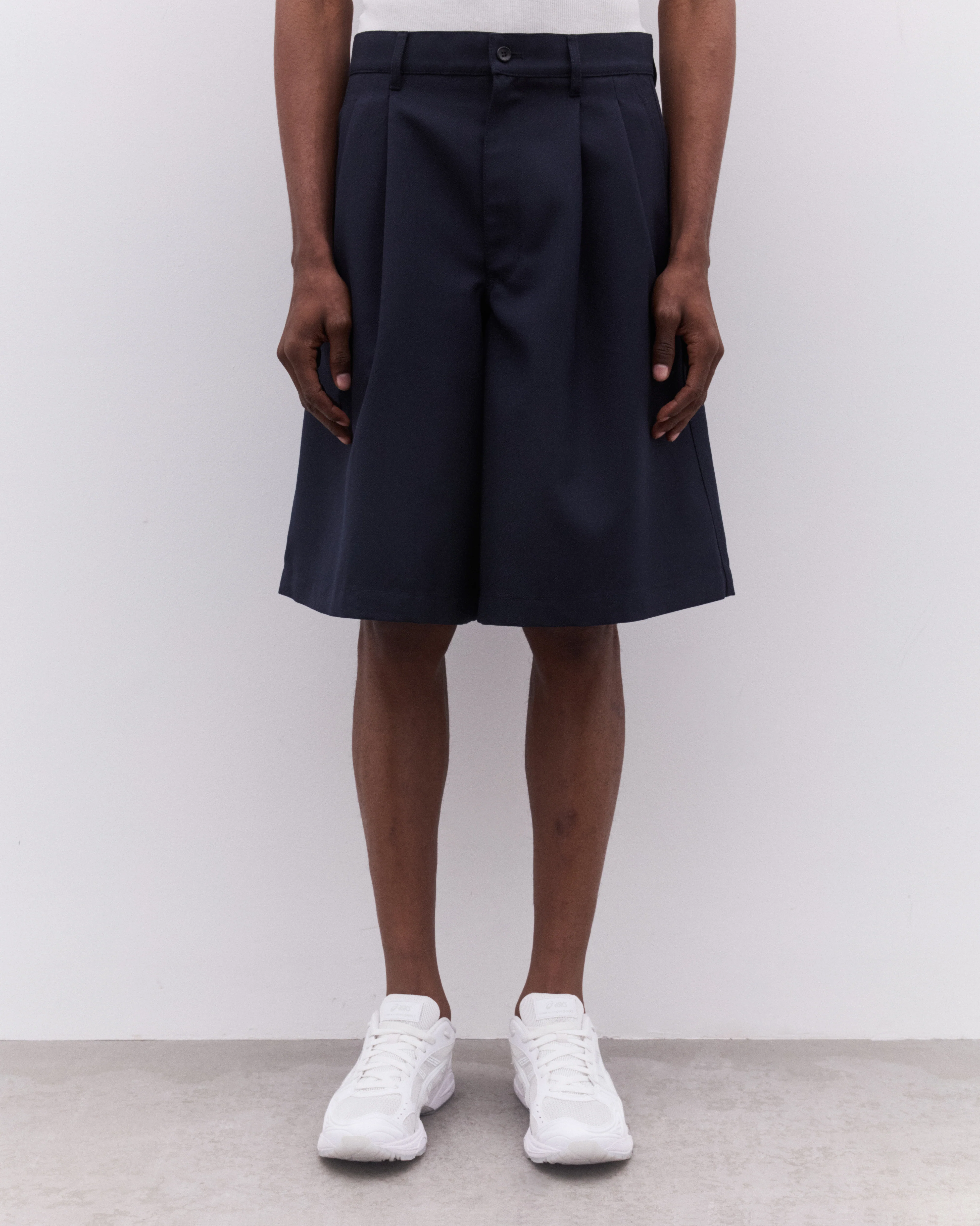 CDG Shirt - Men’s Pleated Shorts - (Navy) - Image 2