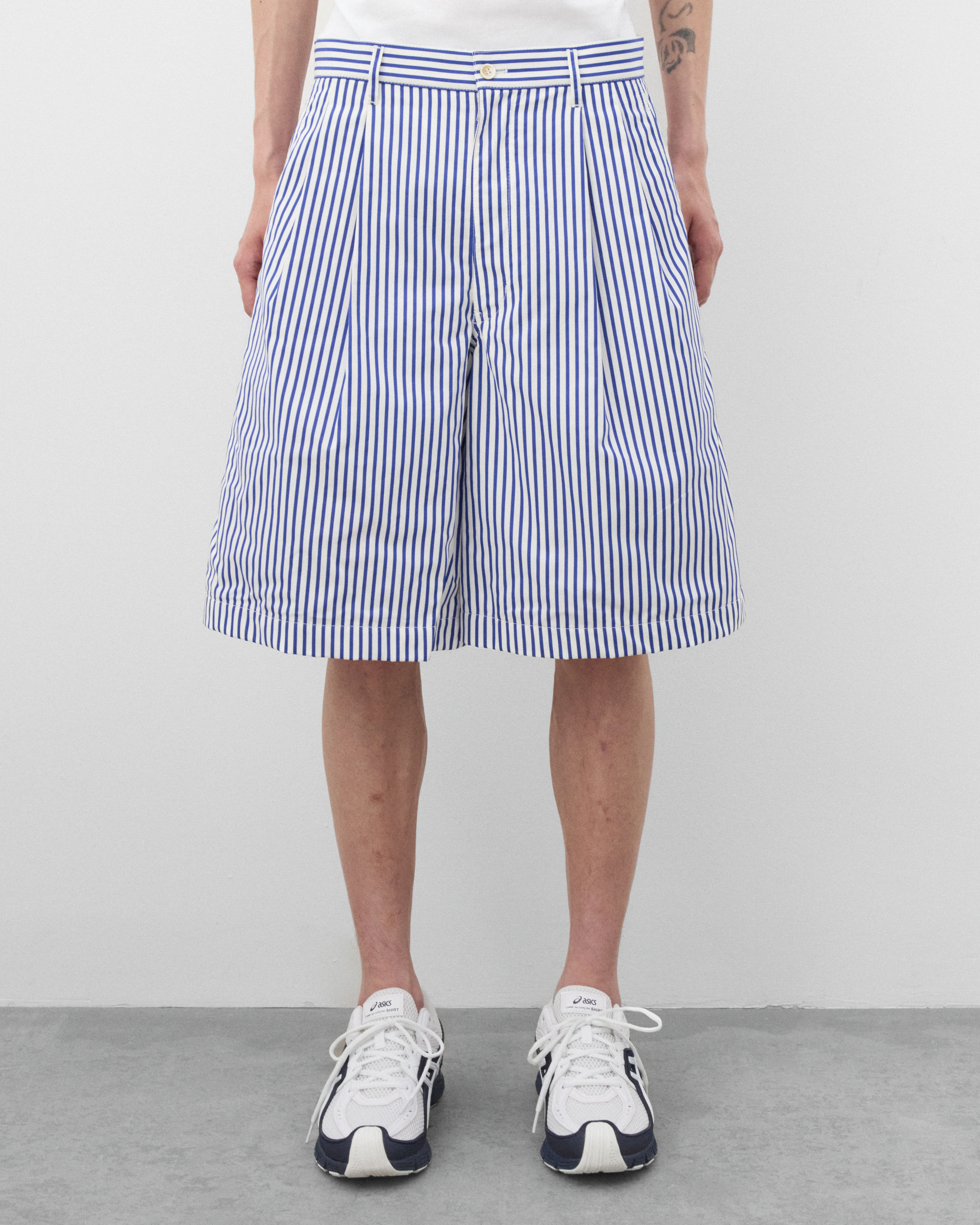 CDG Shirt - Men's Striped Shorts - (White/Blue) - Image 3