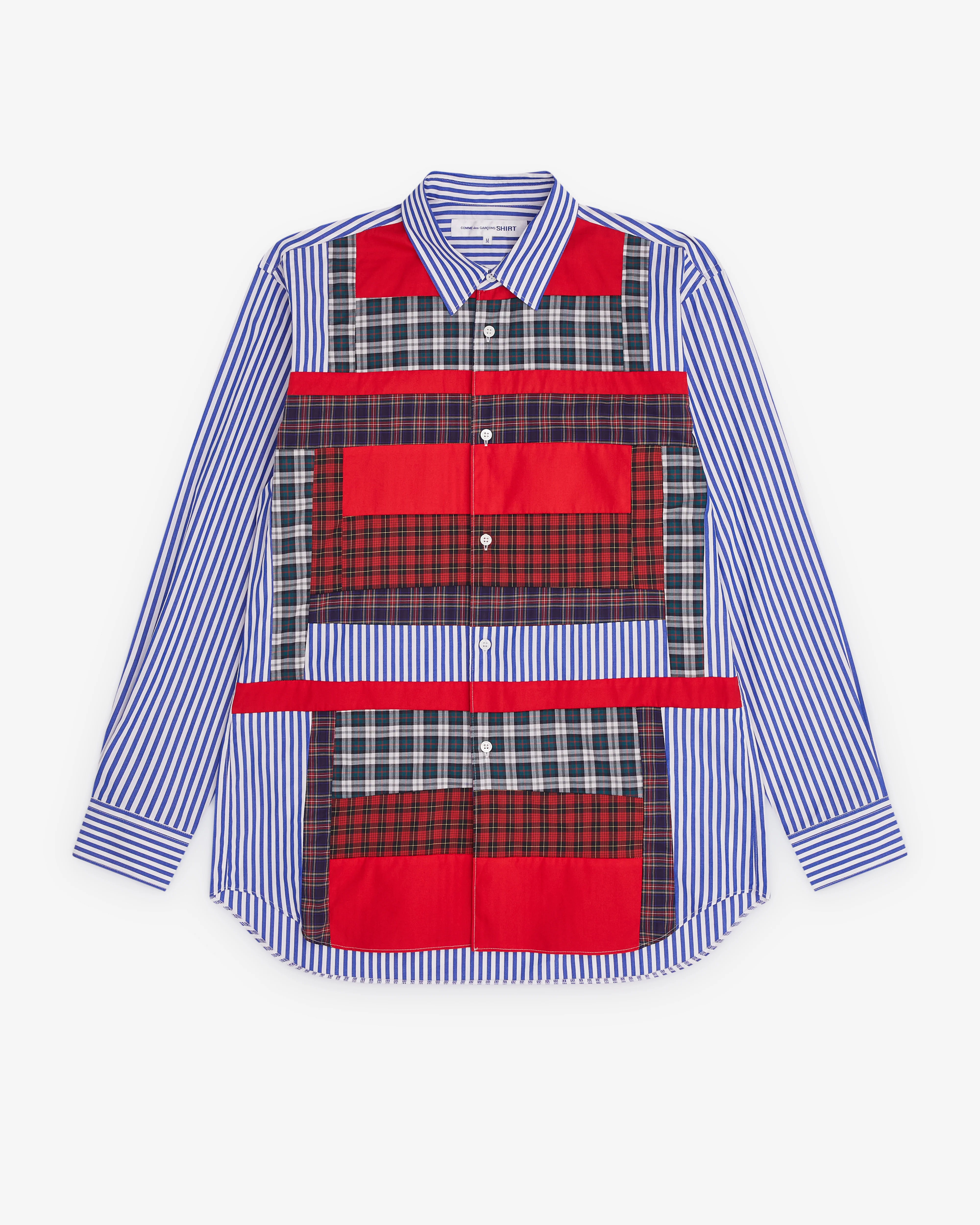 CDG Shirt - Men’s Stripe And Tartan Colour Block Shirt - (Multi)