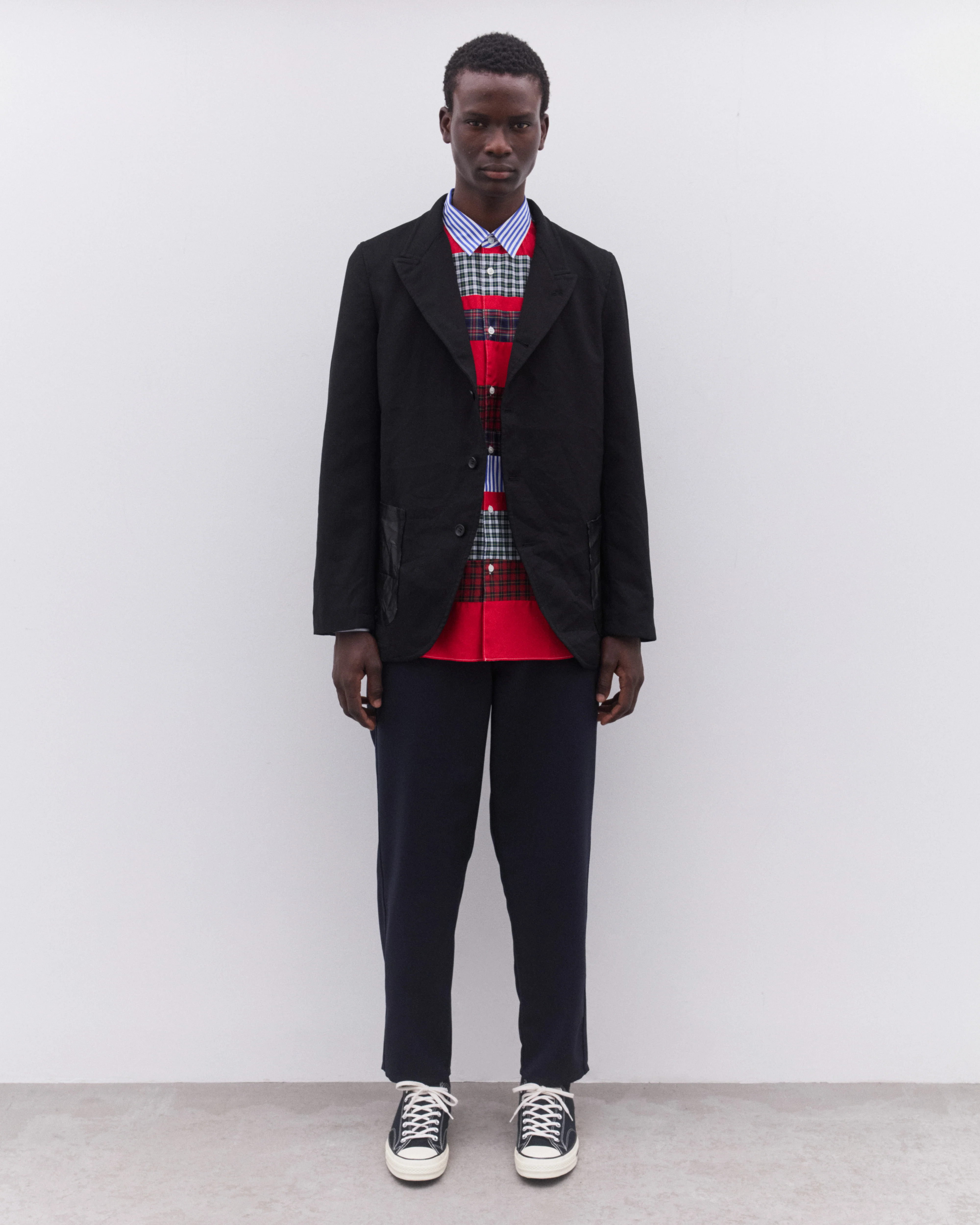 CDG Shirt - Men’s Stripe And Tartan Colour Block Shirt - (Multi) - Image 5