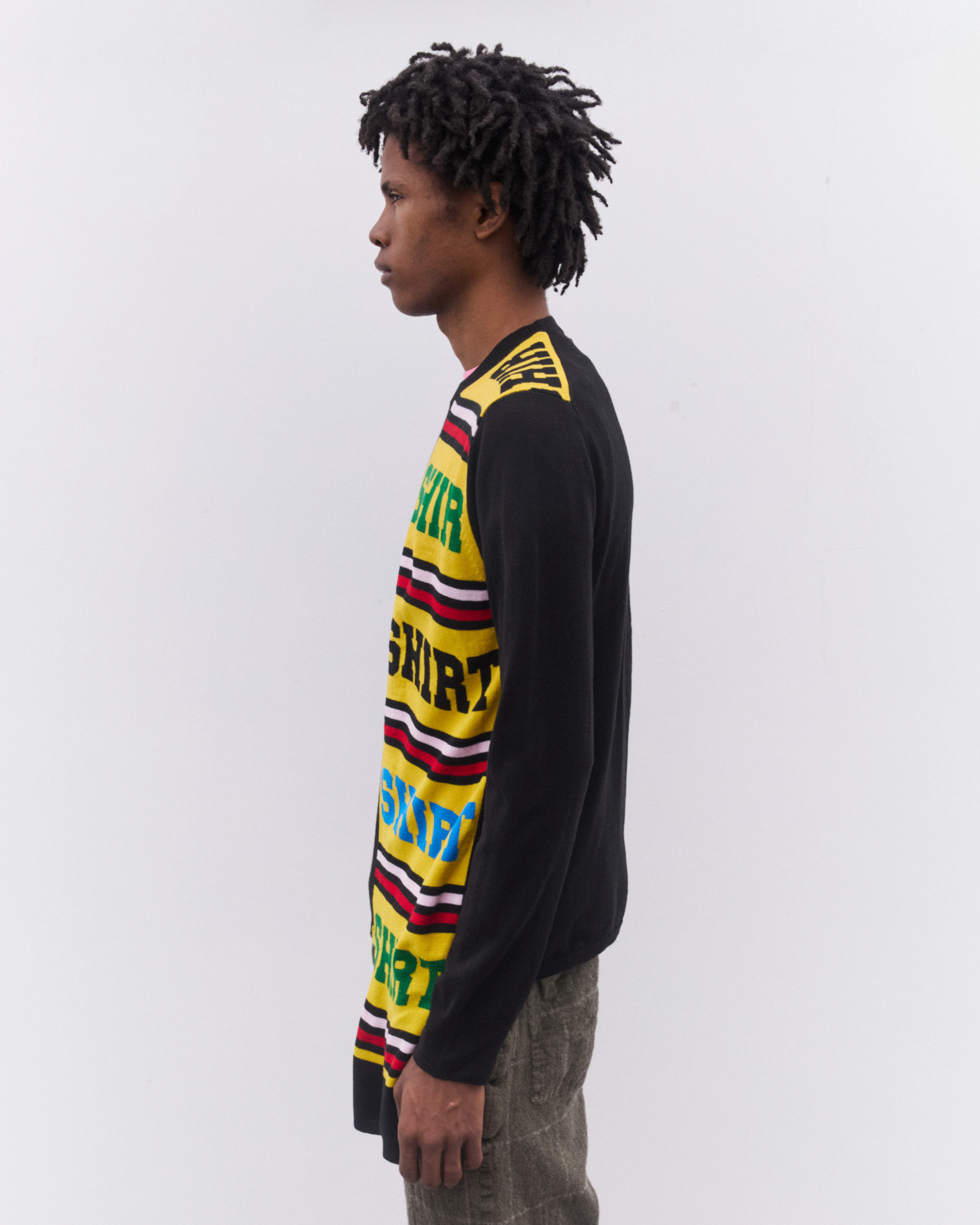CDG Shirt - Men’s Football Scarf Knitted Sweater - (Black/Yellow) - Image 3