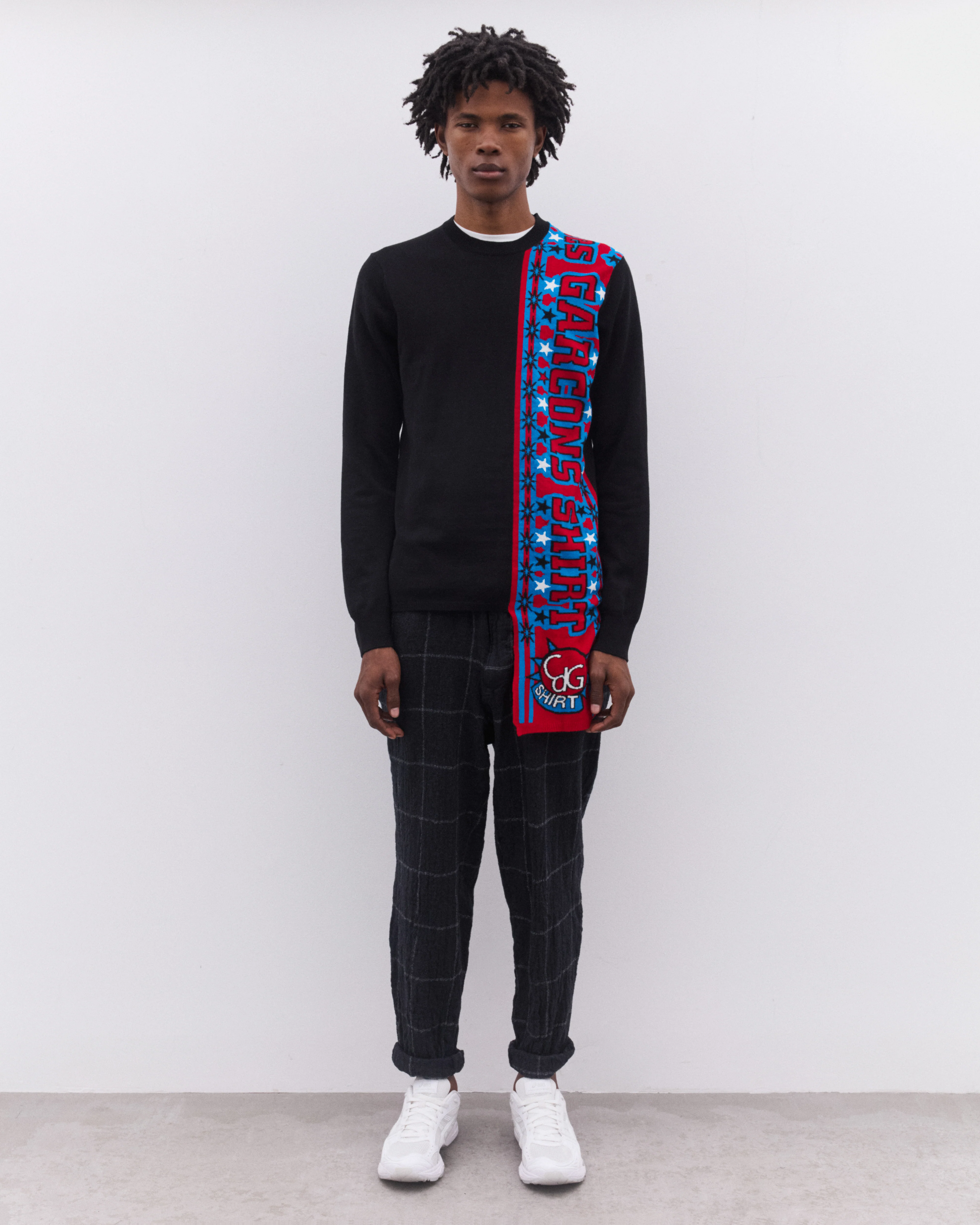 CDG Shirt - Men’s Football Scarf Knitted Sweater - (Black/Red) - Image 5