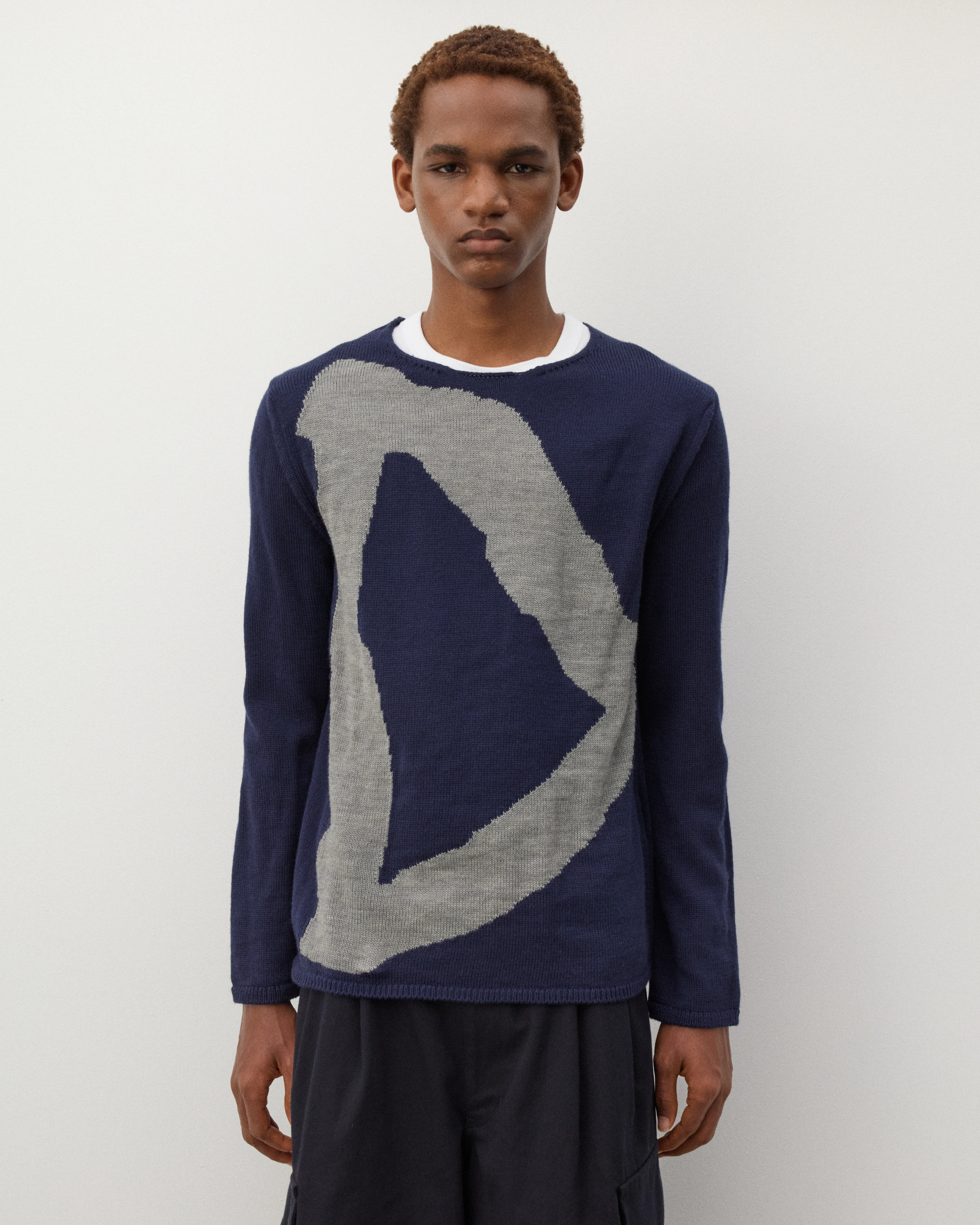 CDG Shirt - Men's Intarsia Pattern Knit - (Navy) - Image 2