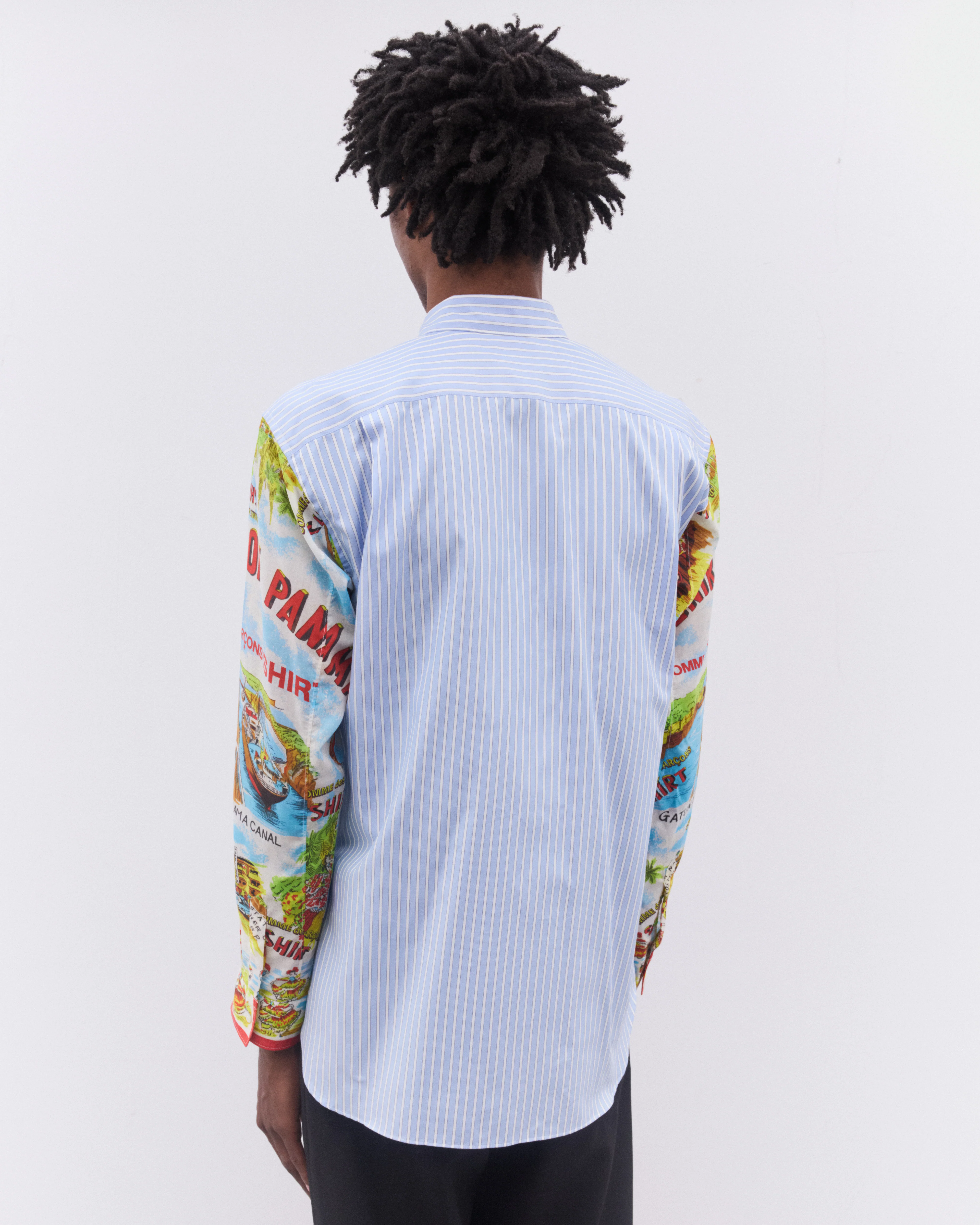 CDG Shirt - Men’s Striped Holiday Sleeve Shirt - (Blue) - Image 4