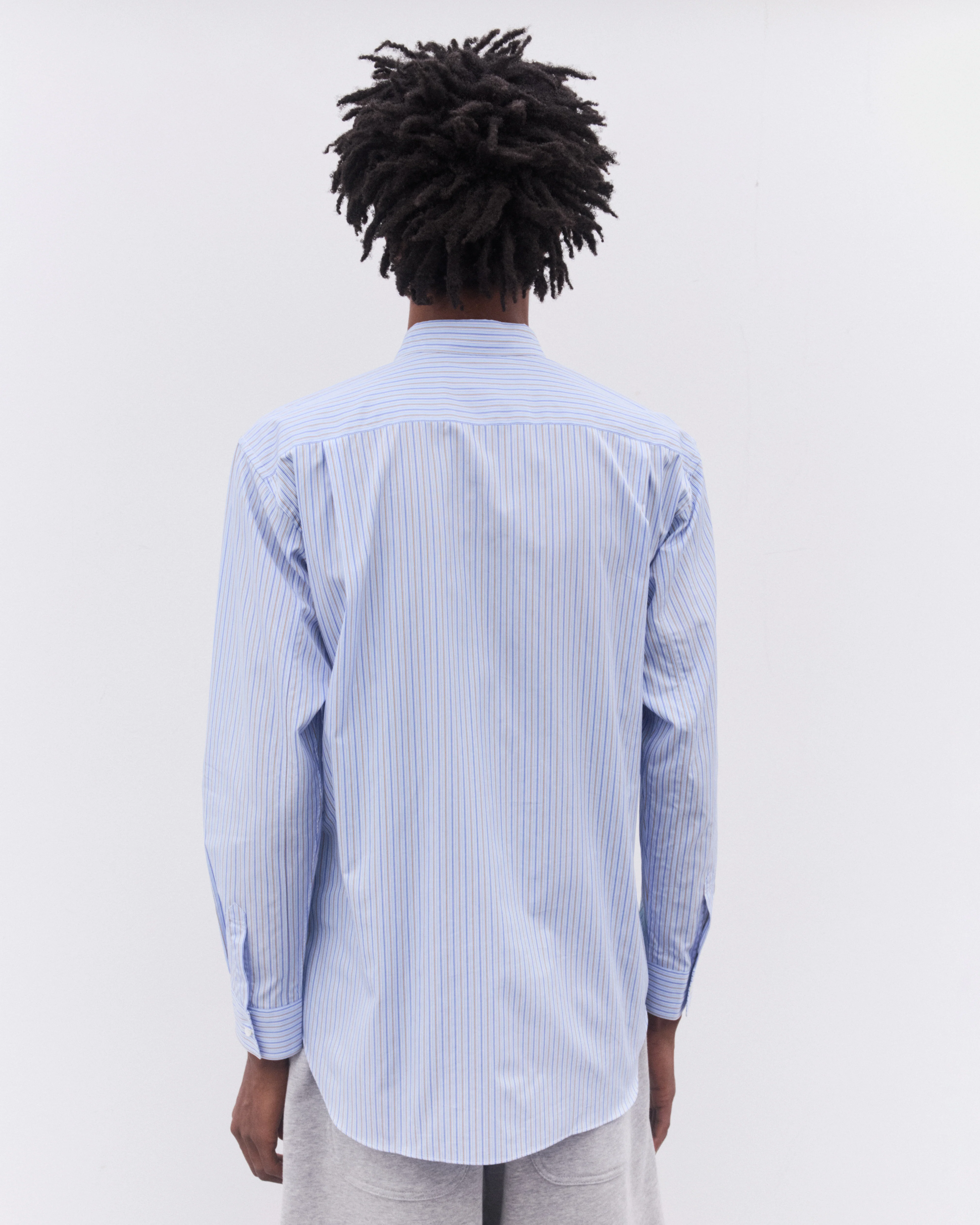 CDG Shirt - Men’s Striped Souvenir Shirt - (Blue) - Image 4