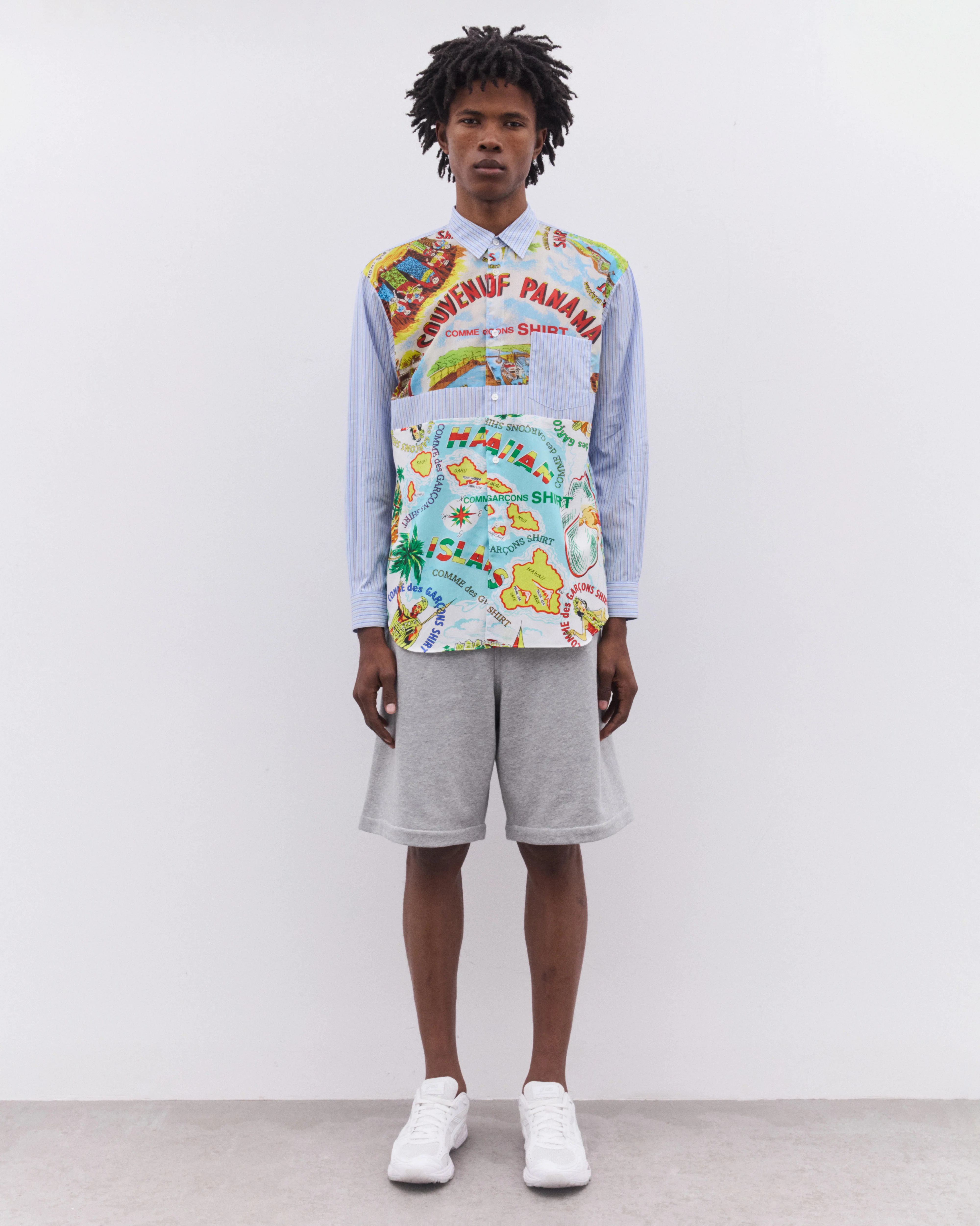 CDG Shirt - Men’s Striped Souvenir Shirt - (Blue) - Image 5