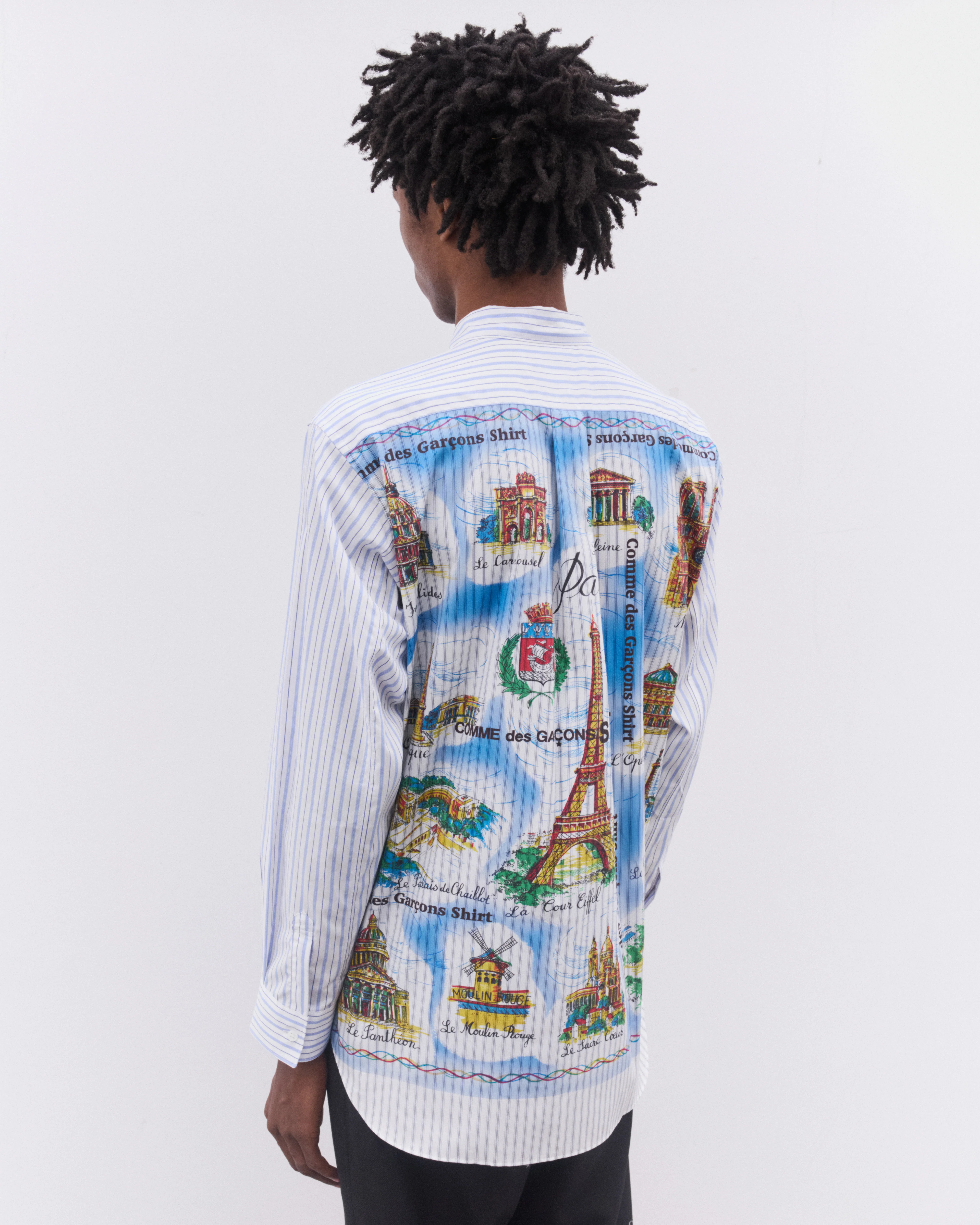CDG Shirt - Men’s Striped Landmark Shirt - (Blue) - Image 4