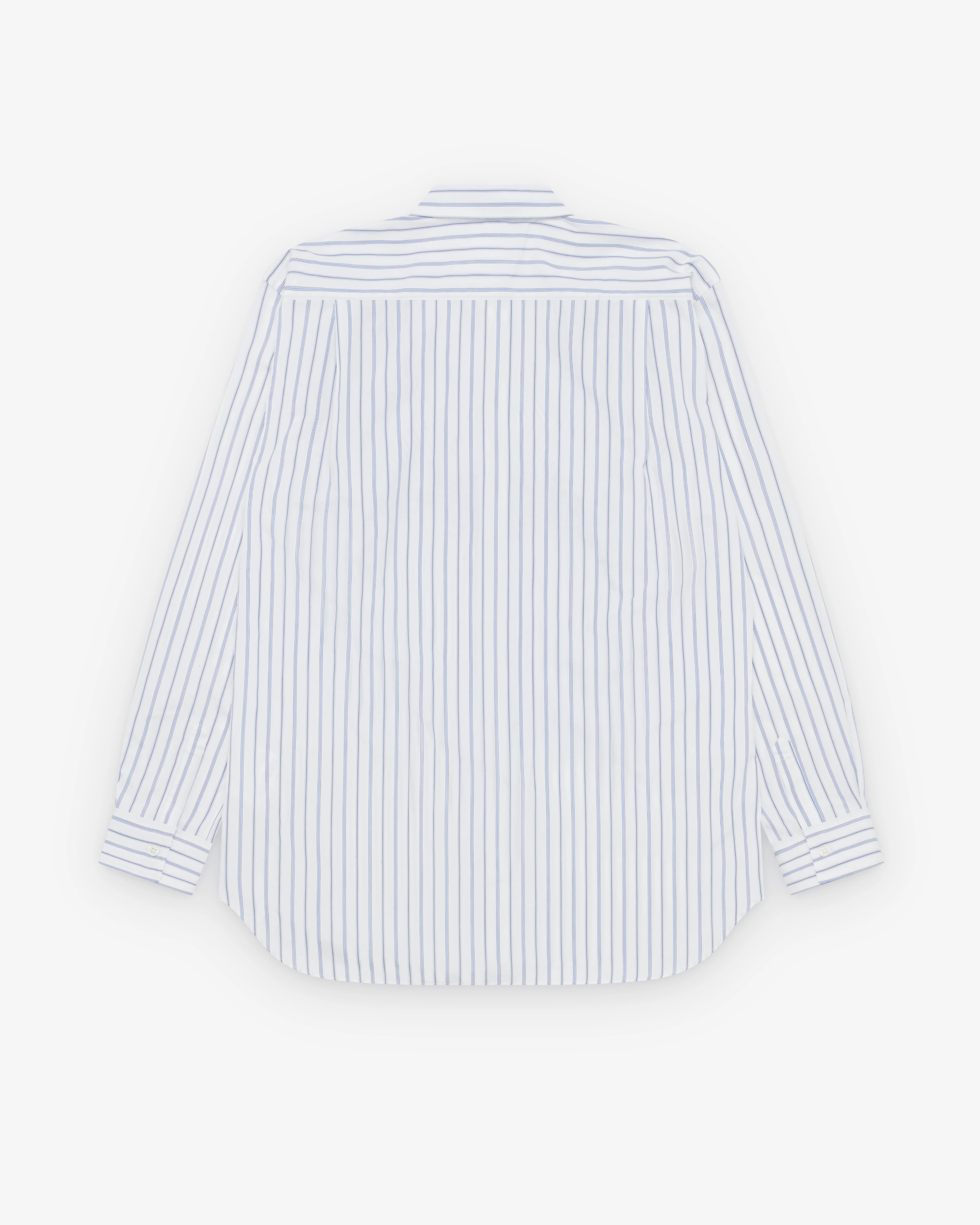 CDG Shirt - Men's Geometric Stripe Shirt - (White/Blue) - Image 2