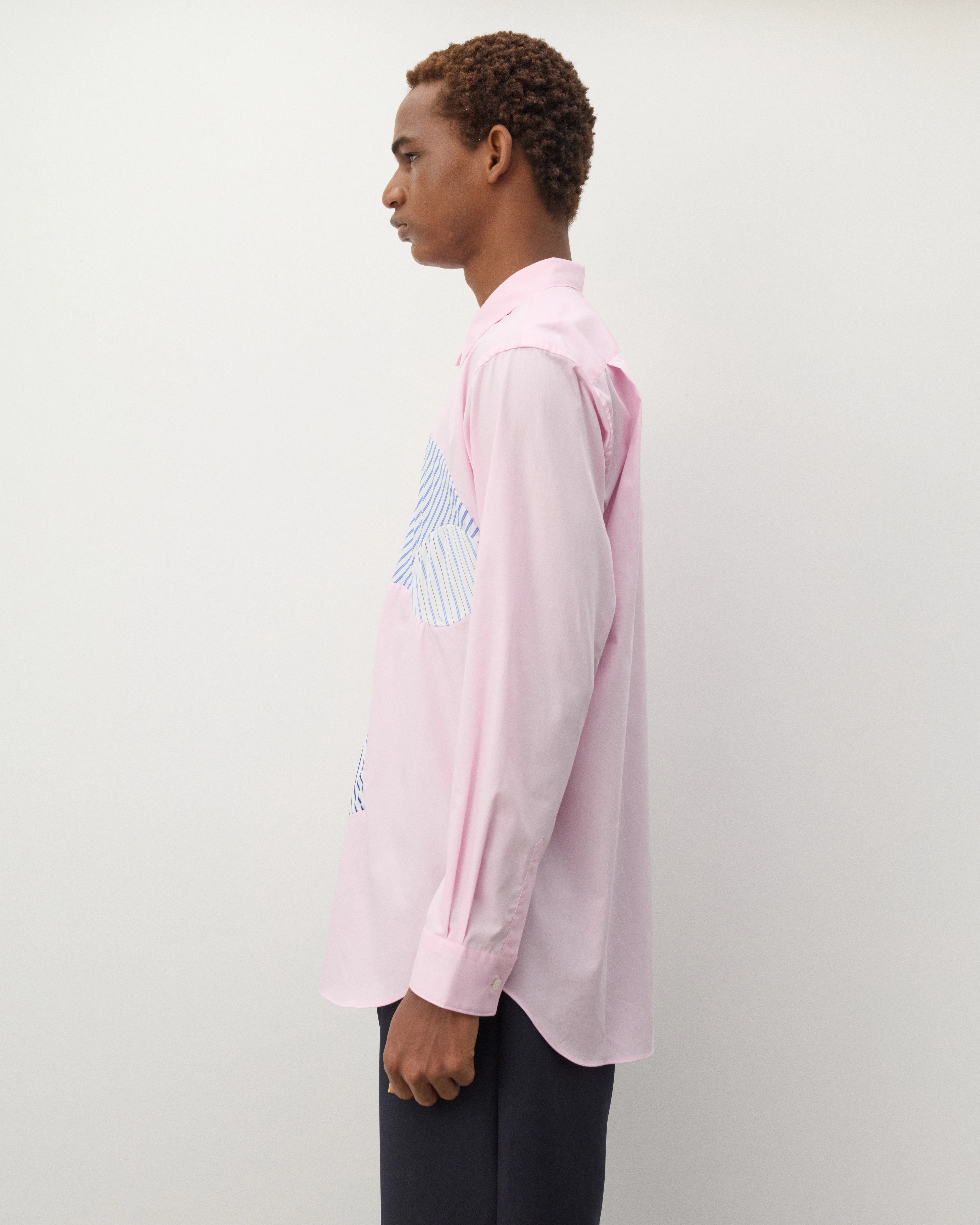 CDG Shirt - Men's Geometric Panelled Shirt - (Pink) - Image 4
