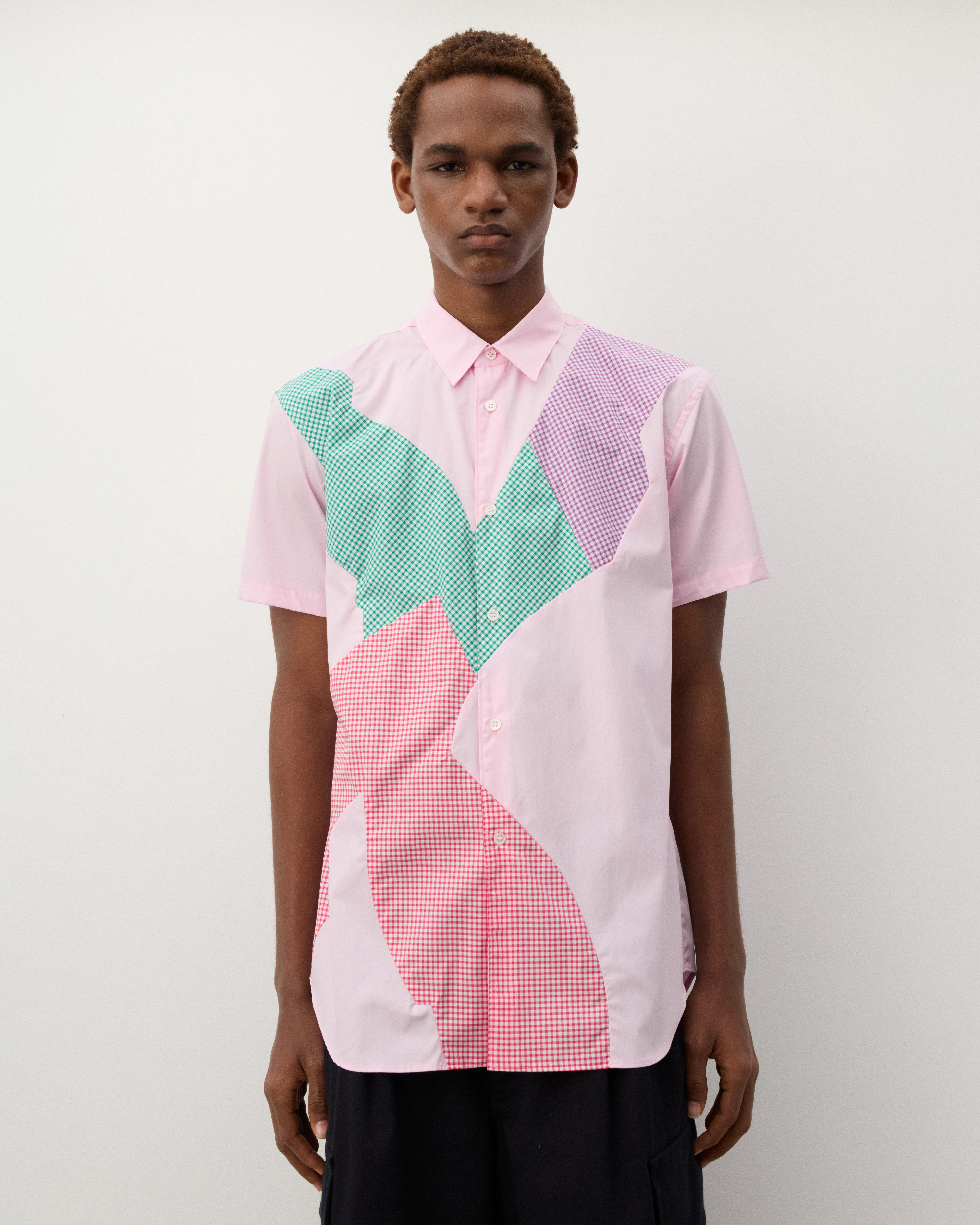 CDG Shirt - Men's Short Sleeved Pattern Shirt - (Pink) - Image 3