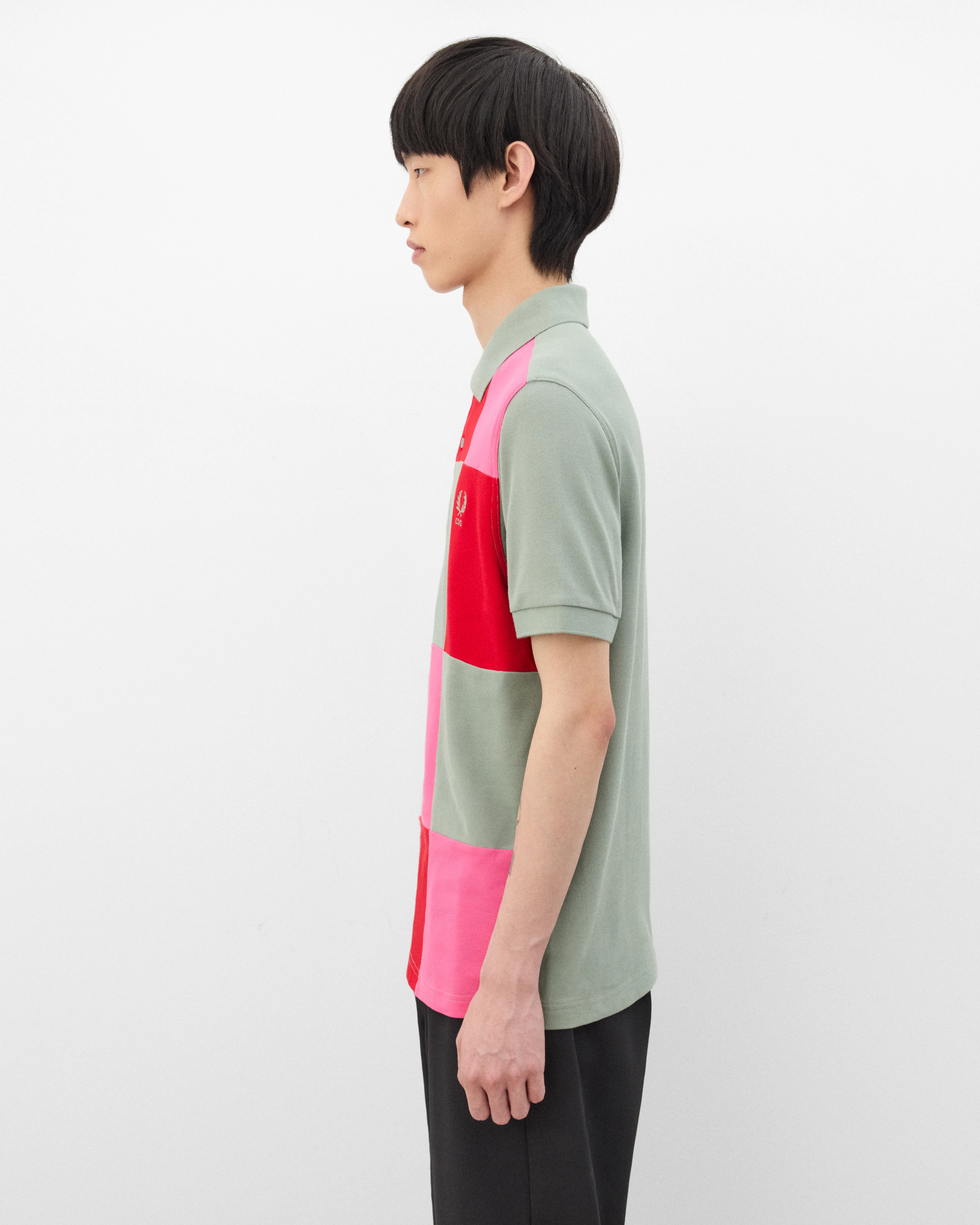 CDG Shirt - Men's Fred Perry Short Sleeve Polo - (Green/Pink/Red) - Image 4