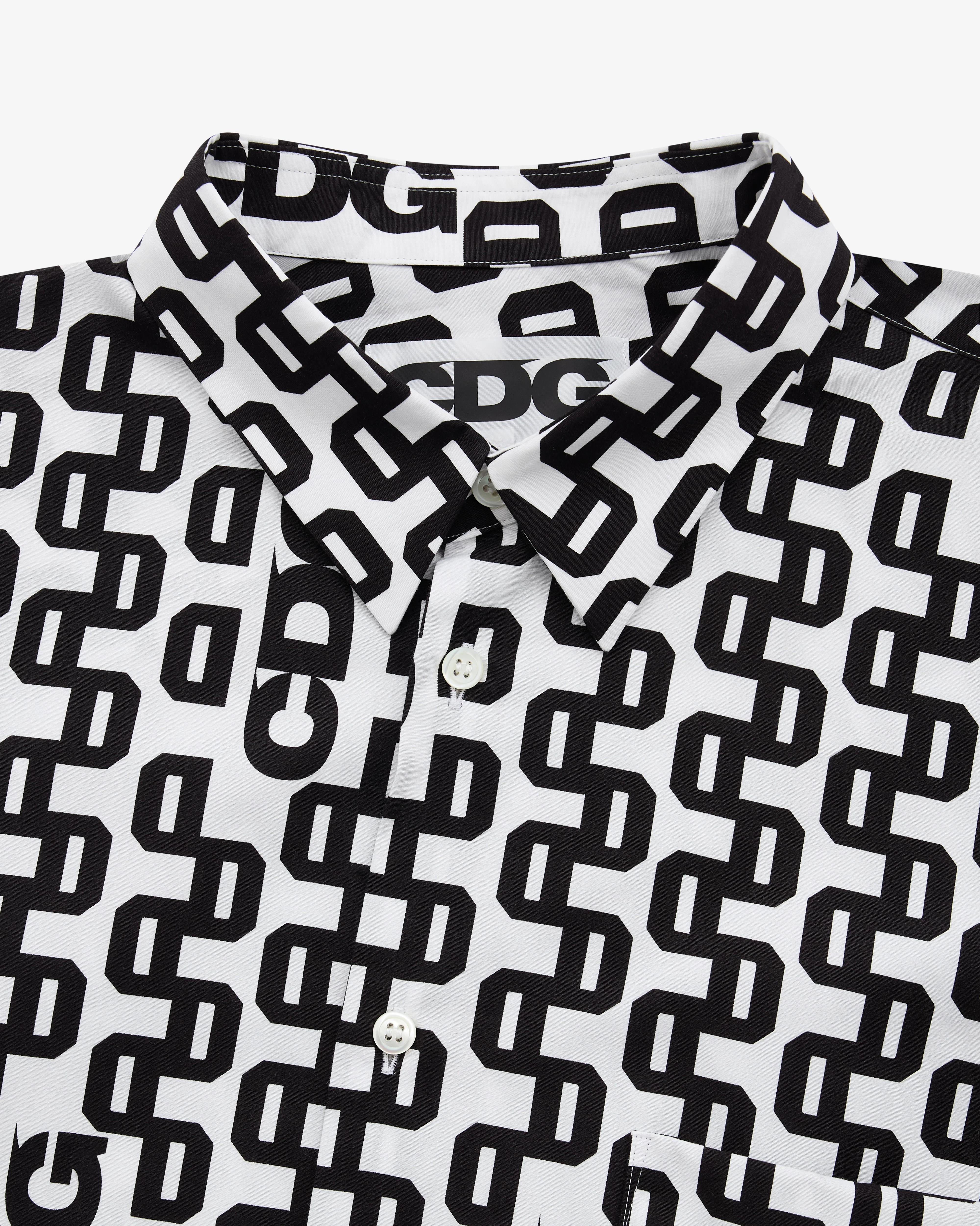 CDG - Overlock Print Bias Cut Shirt - (Black/White) - Image 3