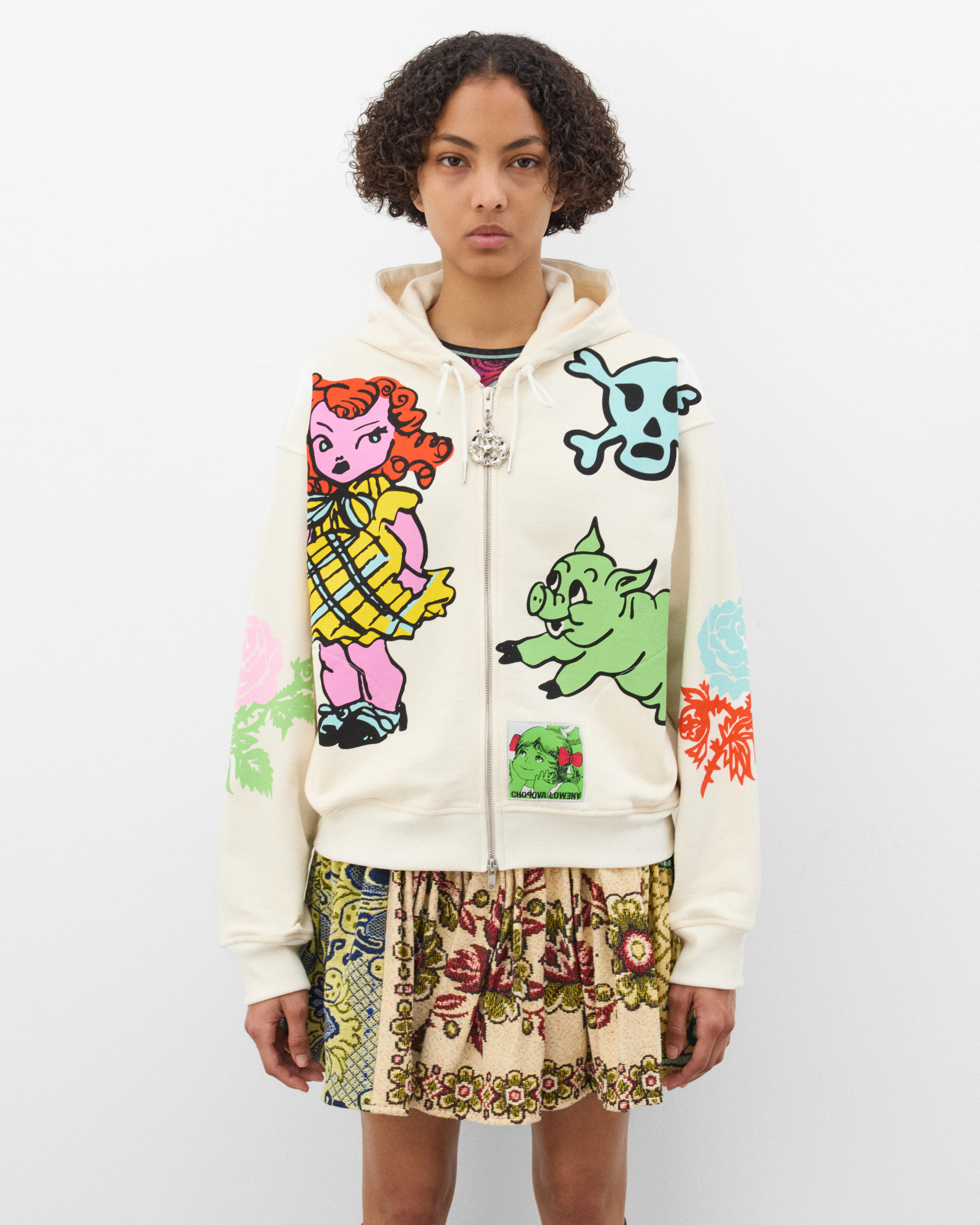 Chopova Lowena - Women's Cry Baby Zip Up Hoodie - (Cream/Multi) - Image 3