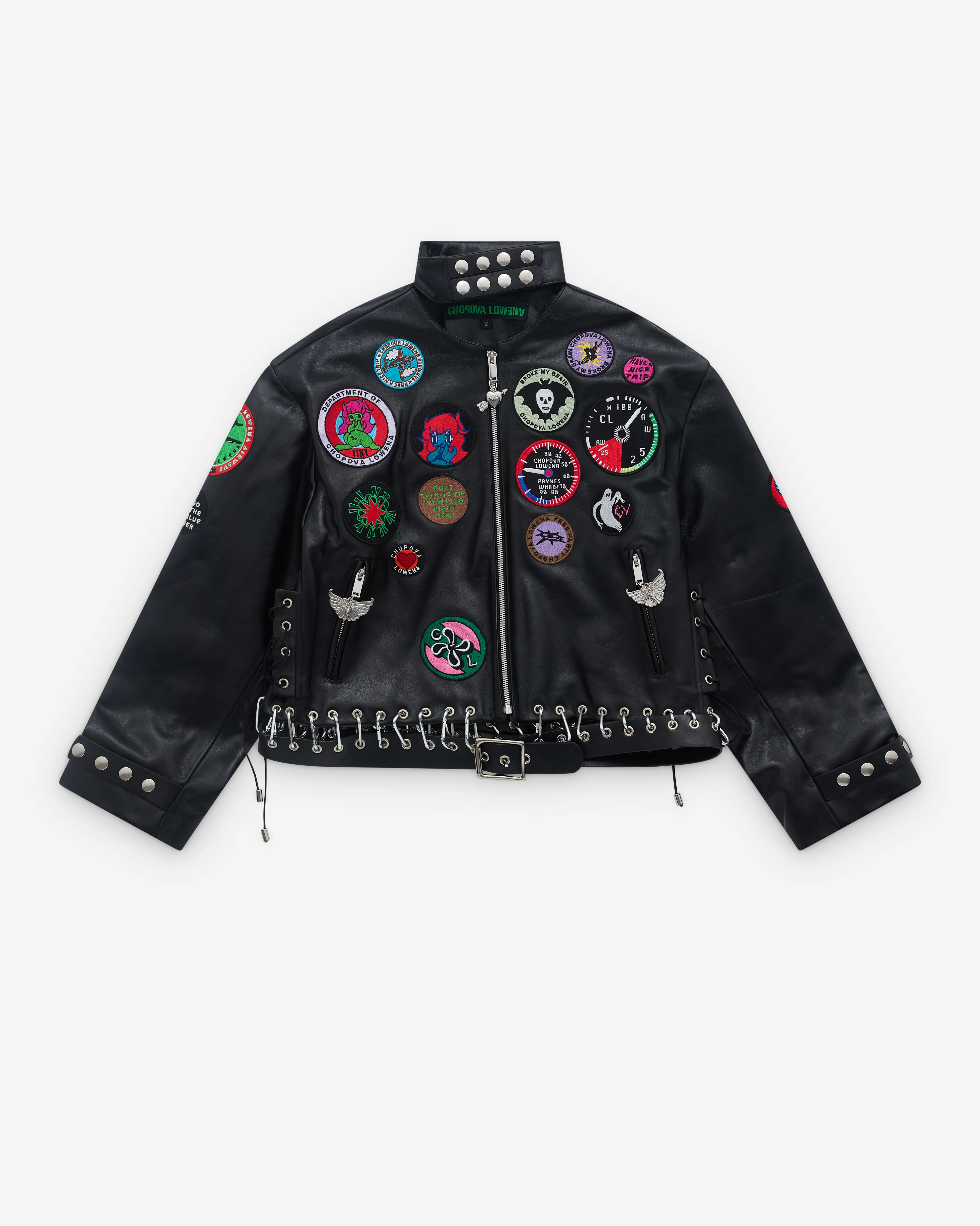 Chopova Lowena - Women’s Patch Leather Jacket - (Black)