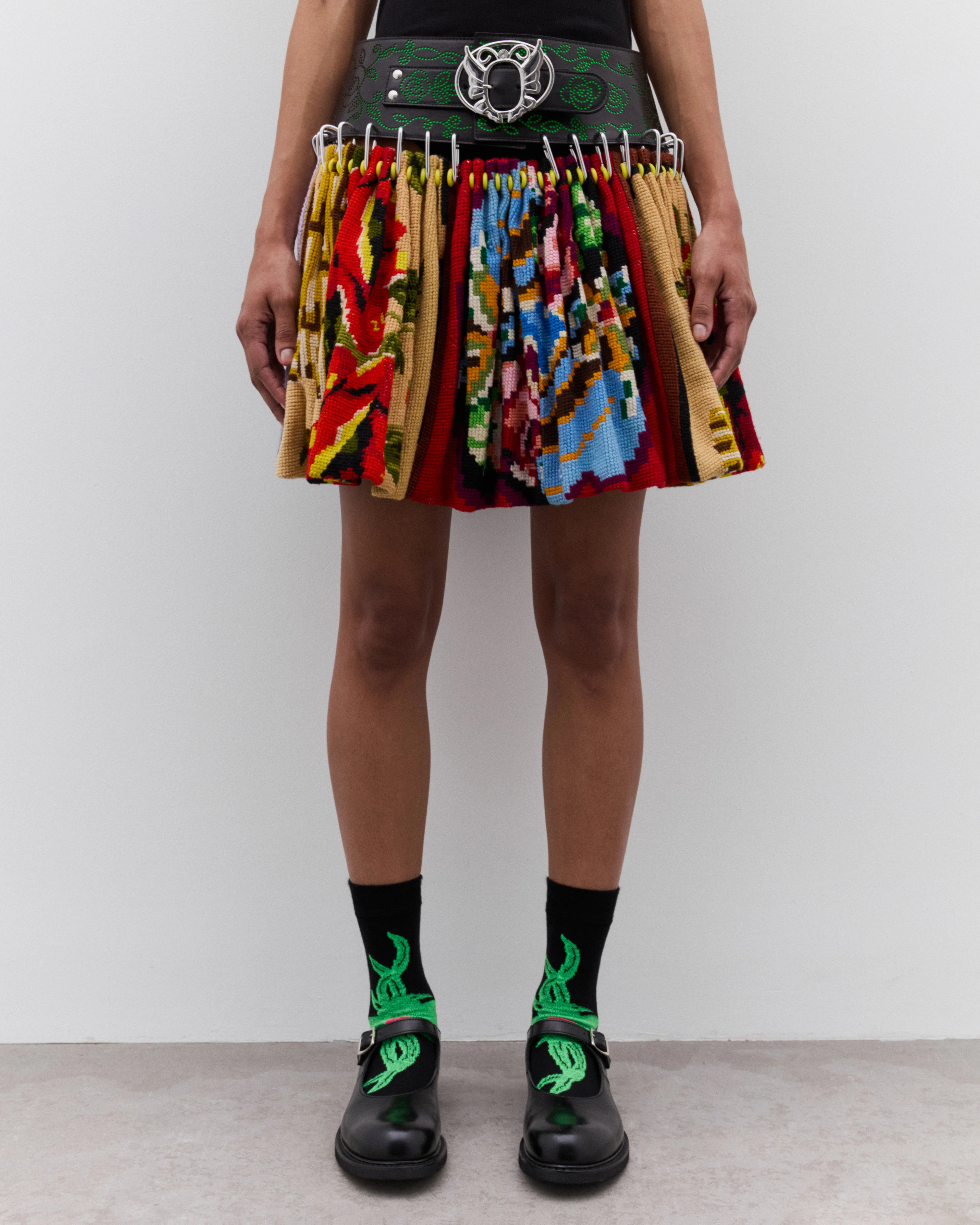 Chopova Lowena - Women’s Cross Stitch Mini Carabiner Skirt - (Multi) - Image 3