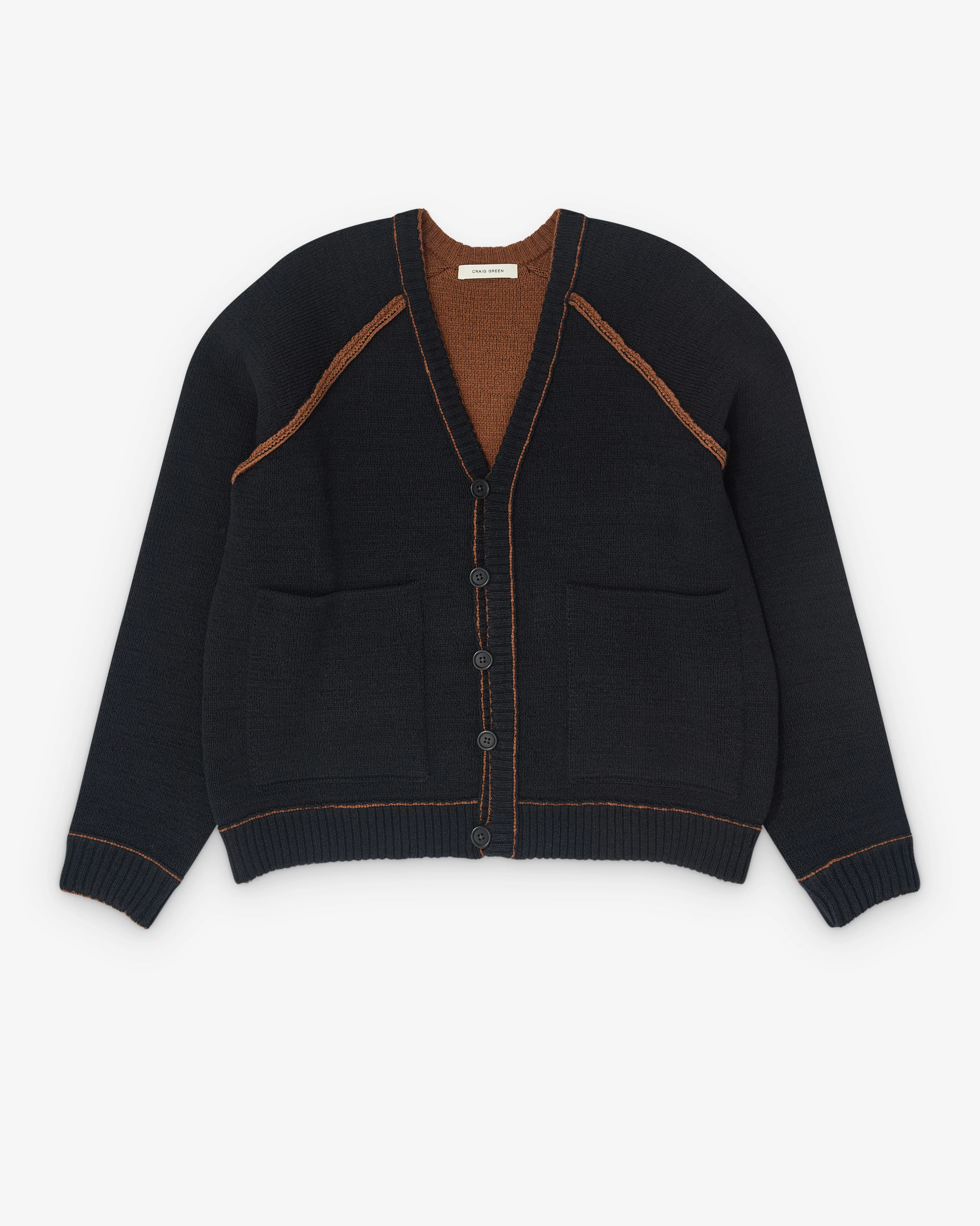Craig Green - Men’s Tape Knit Cardigan - (Black/Brown)