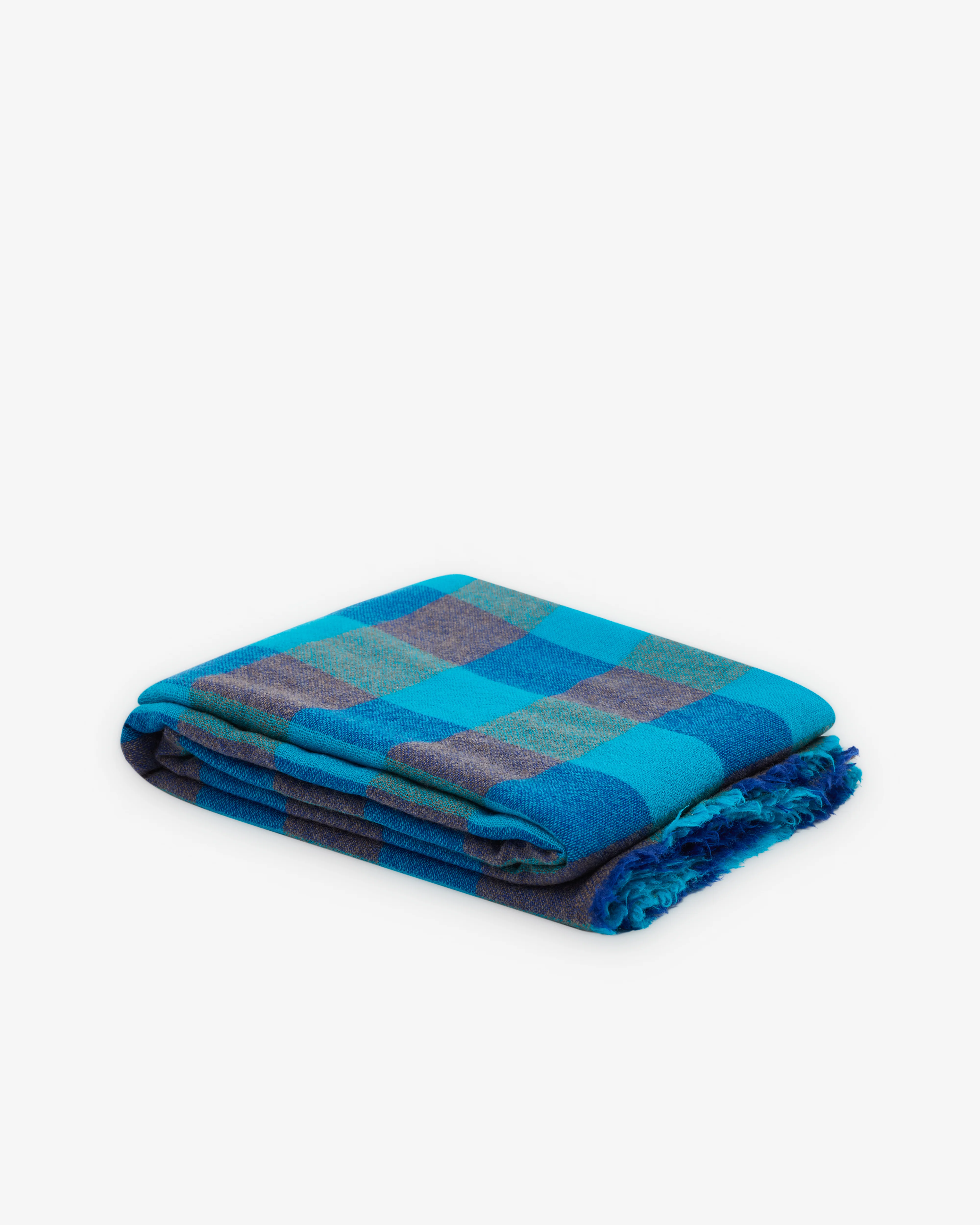 Daniela Gregis - Women's Cashmere Check Shawl - (Blue/Turquoise) - Image 3