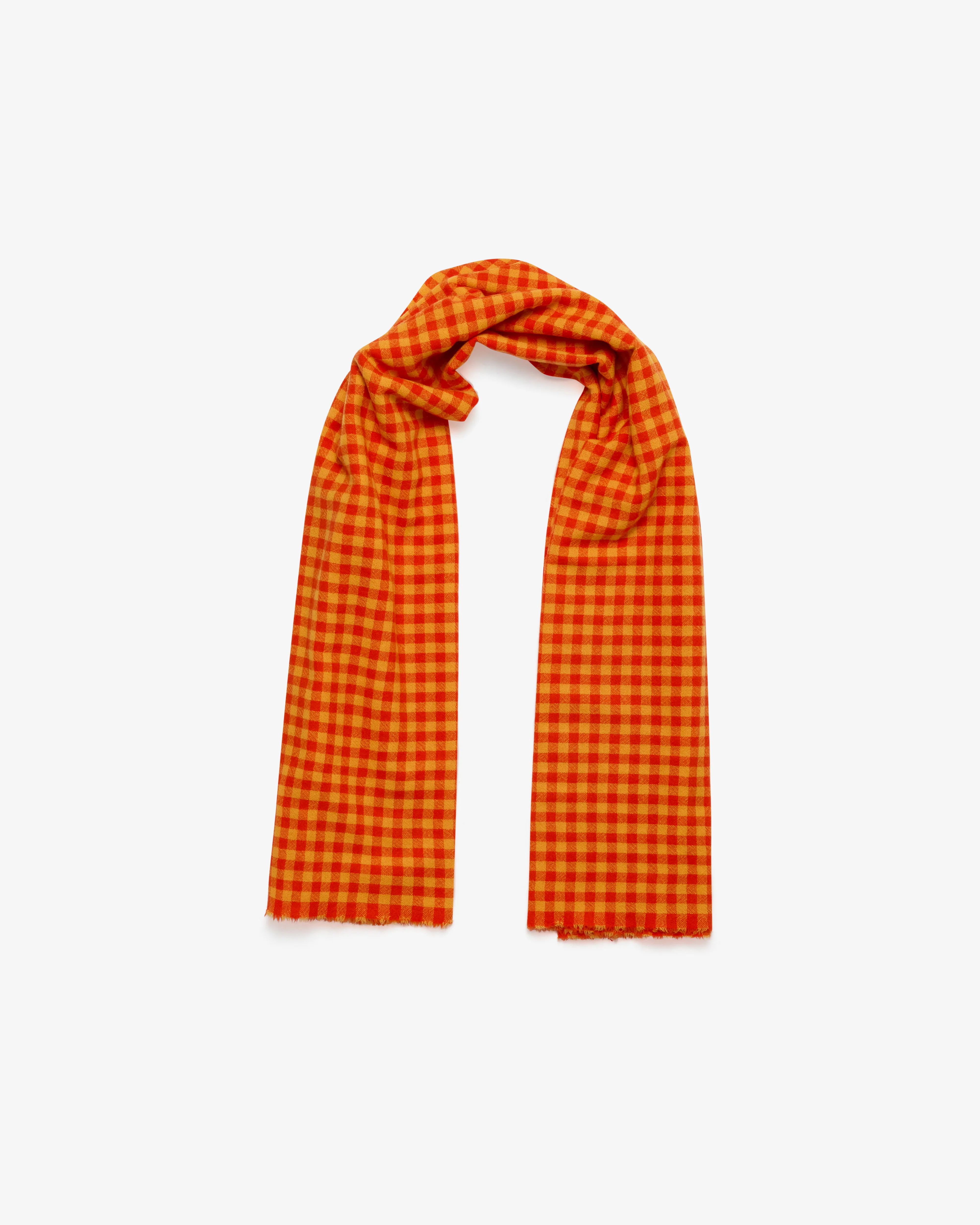 Daniela Gregis - Women's Cashmere Check Shawl - (Orange Check) - Image 2