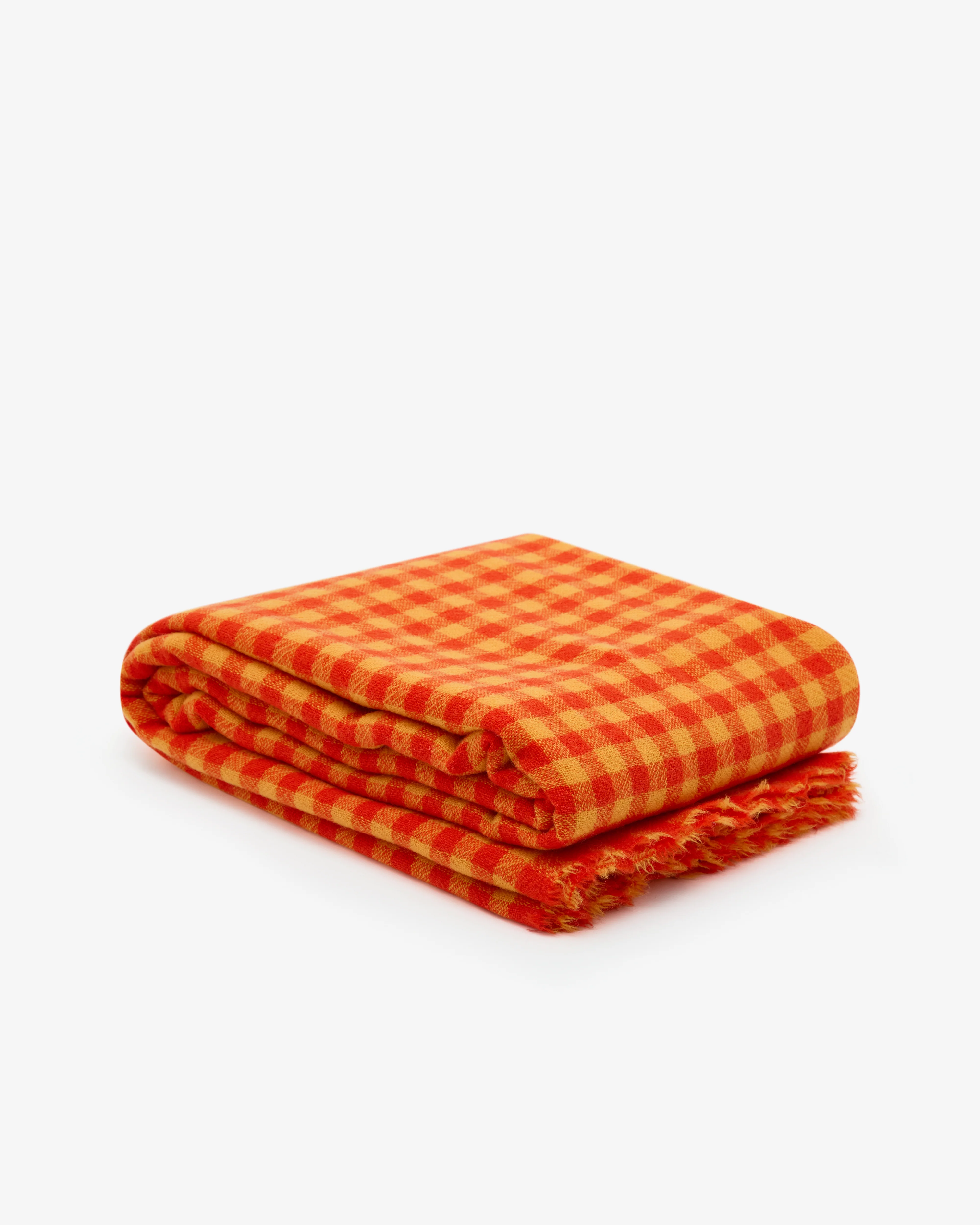 Daniela Gregis - Women's Cashmere Check Shawl - (Orange Check) - Image 3