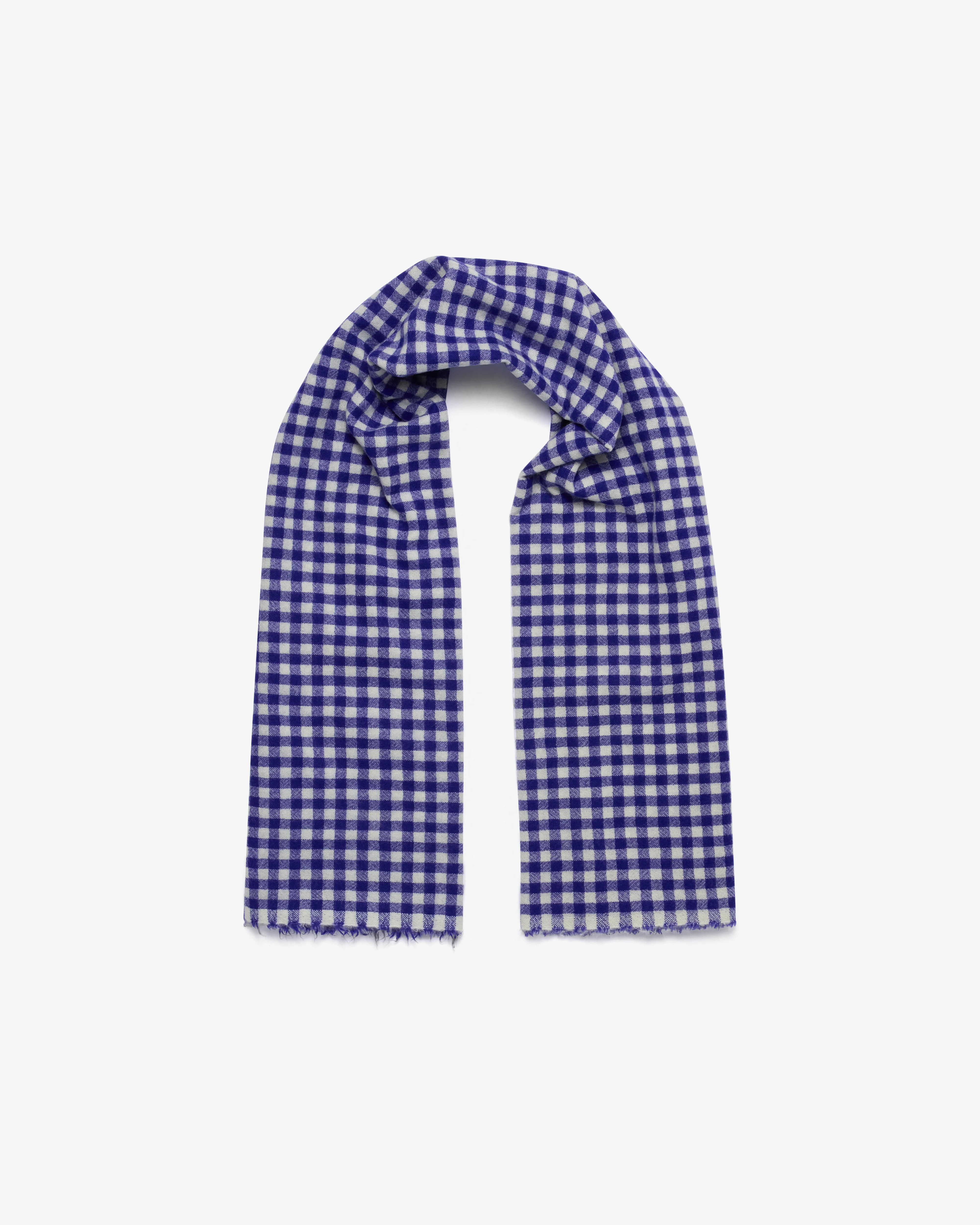 Daniela Gregis - Women's Cashmere Check Shawl  - (Blue/White) - Image 2