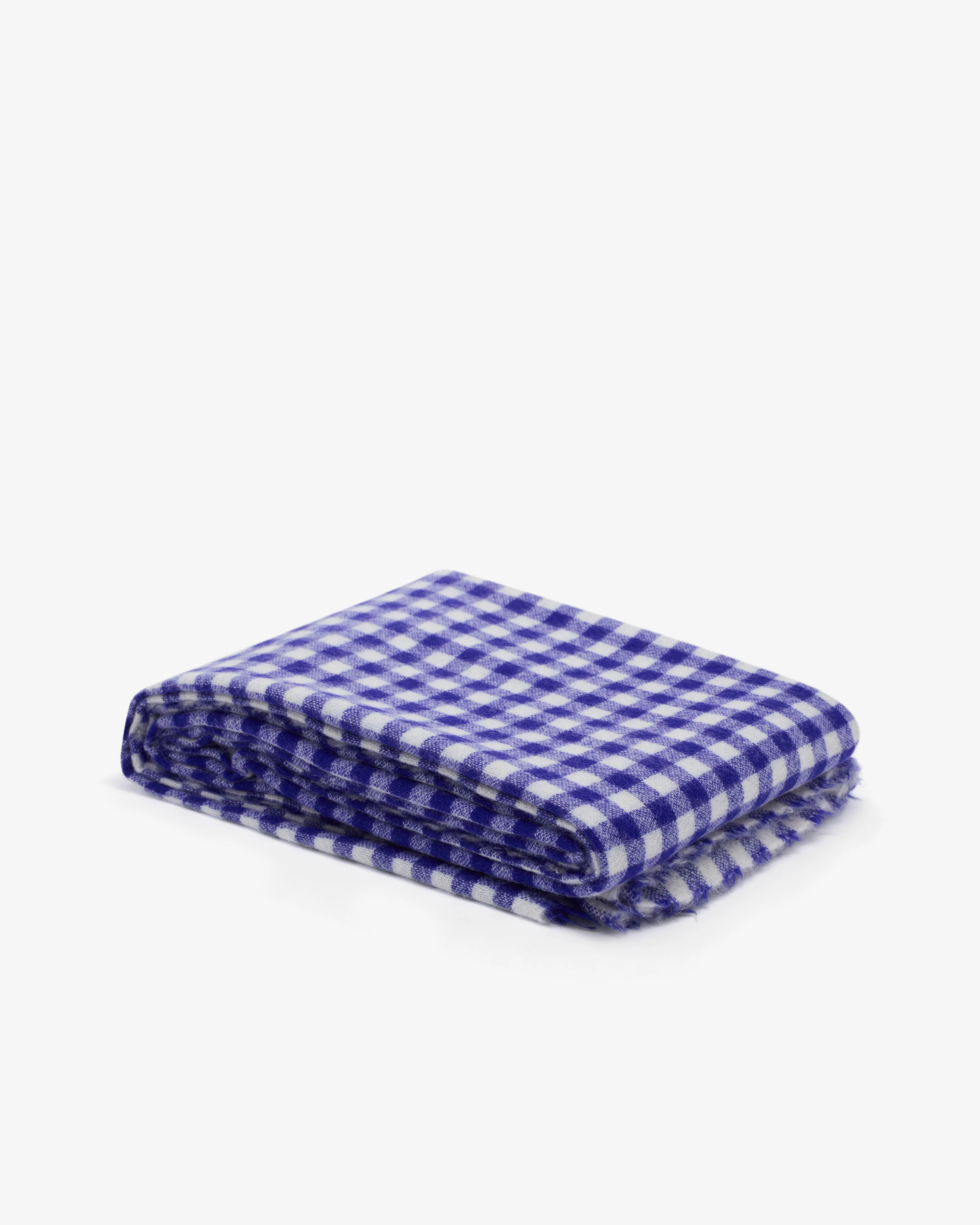 Daniela Gregis - Women's Cashmere Check Shawl  - (Blue/White) - Image 3