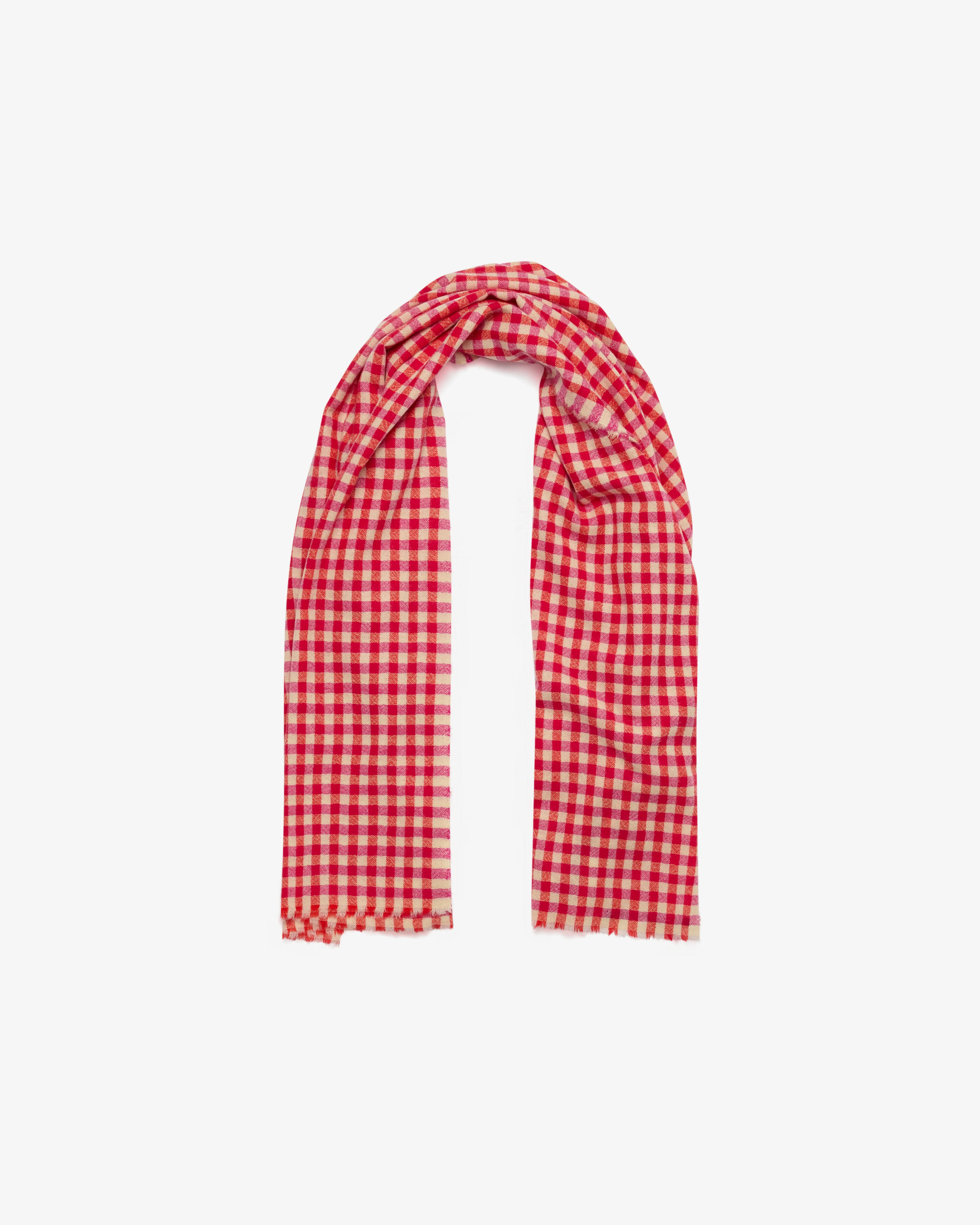 Daniela Gregis - Women's Cashmere Check Shawl - (Red/White) - Image 2