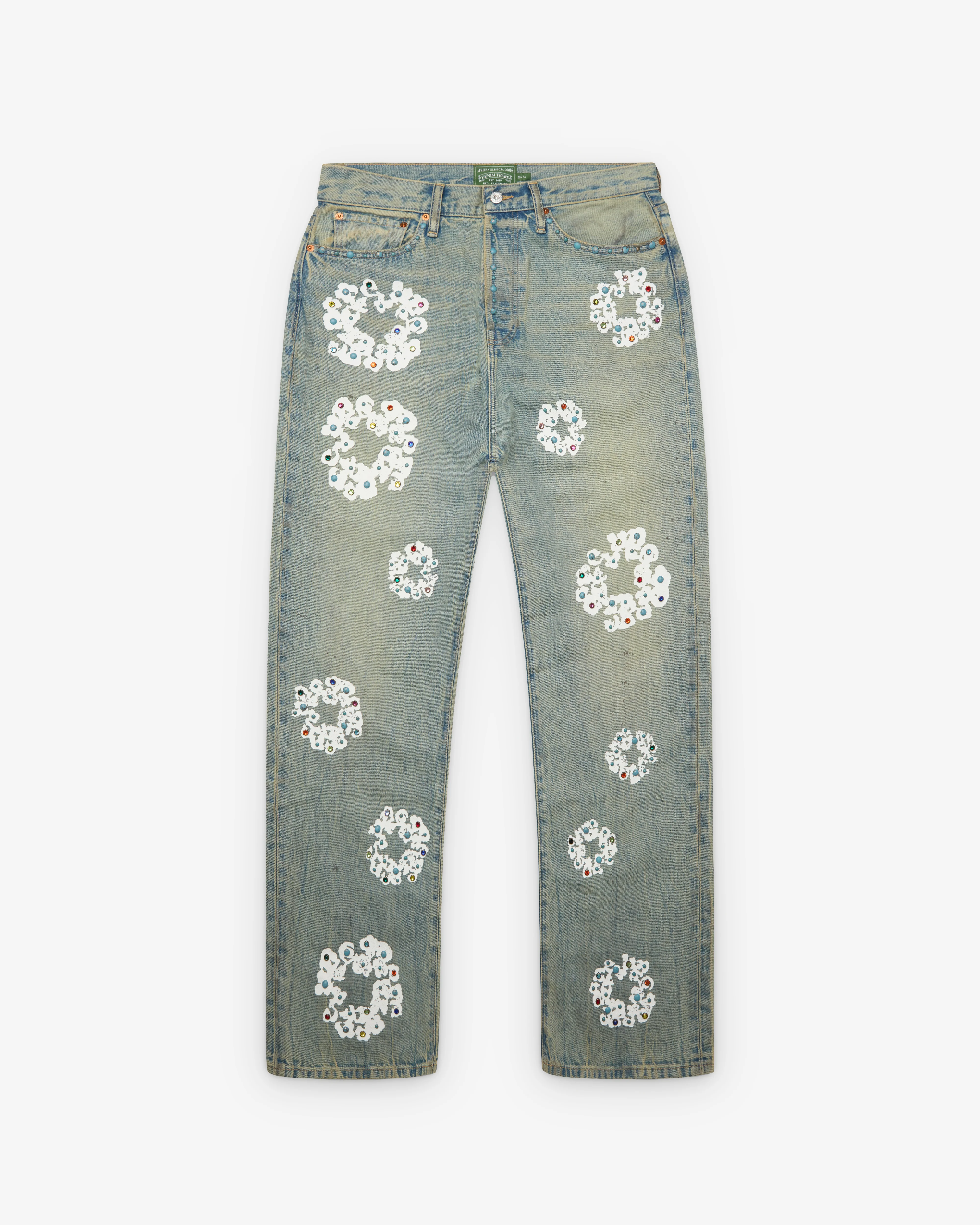 Denim Tears - Men's Baggy Studded Jeans - (Dirty Wash)