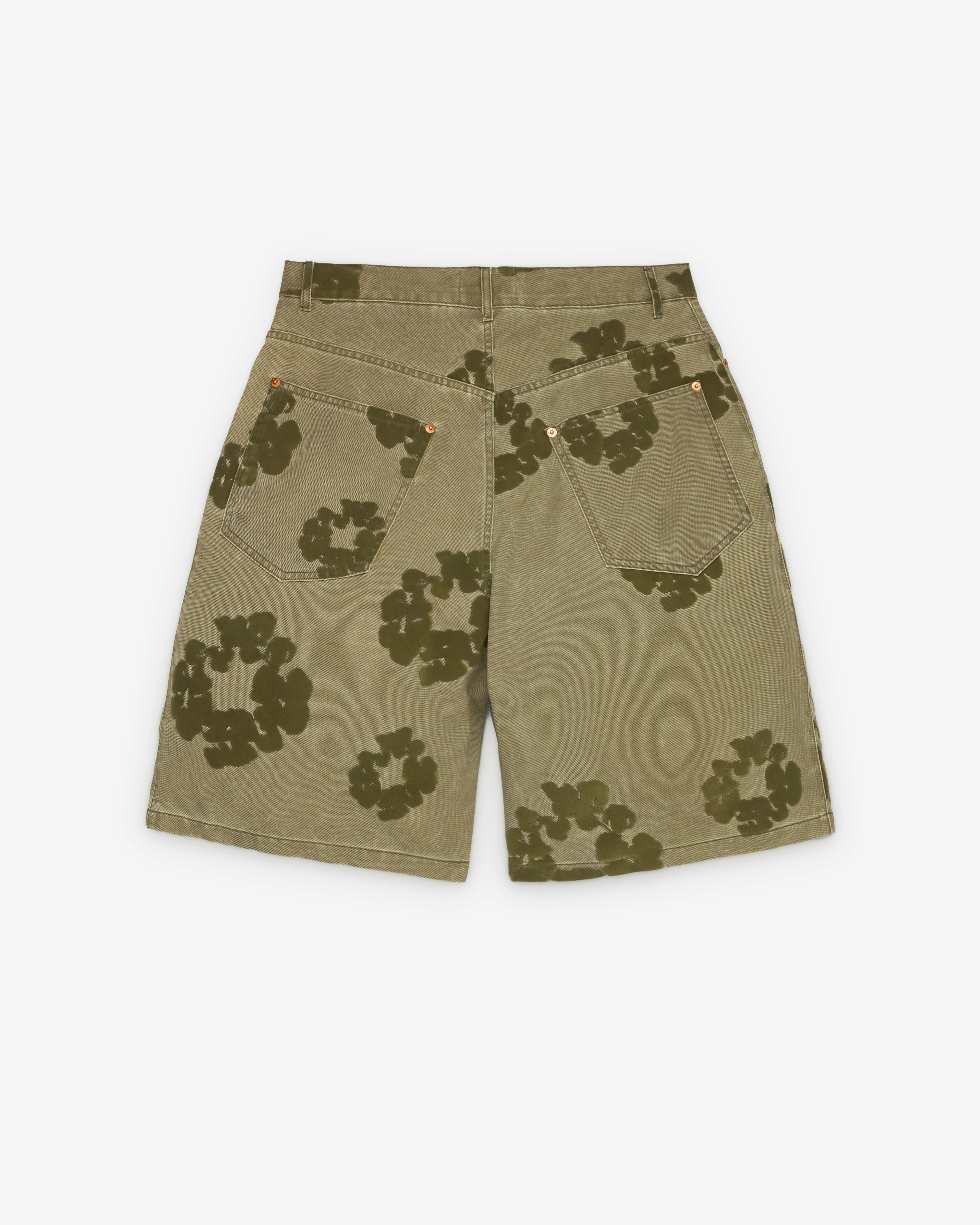 Denim Tears - Men's Cotton Wreath Flocked Short - (Khaki) - Image 2