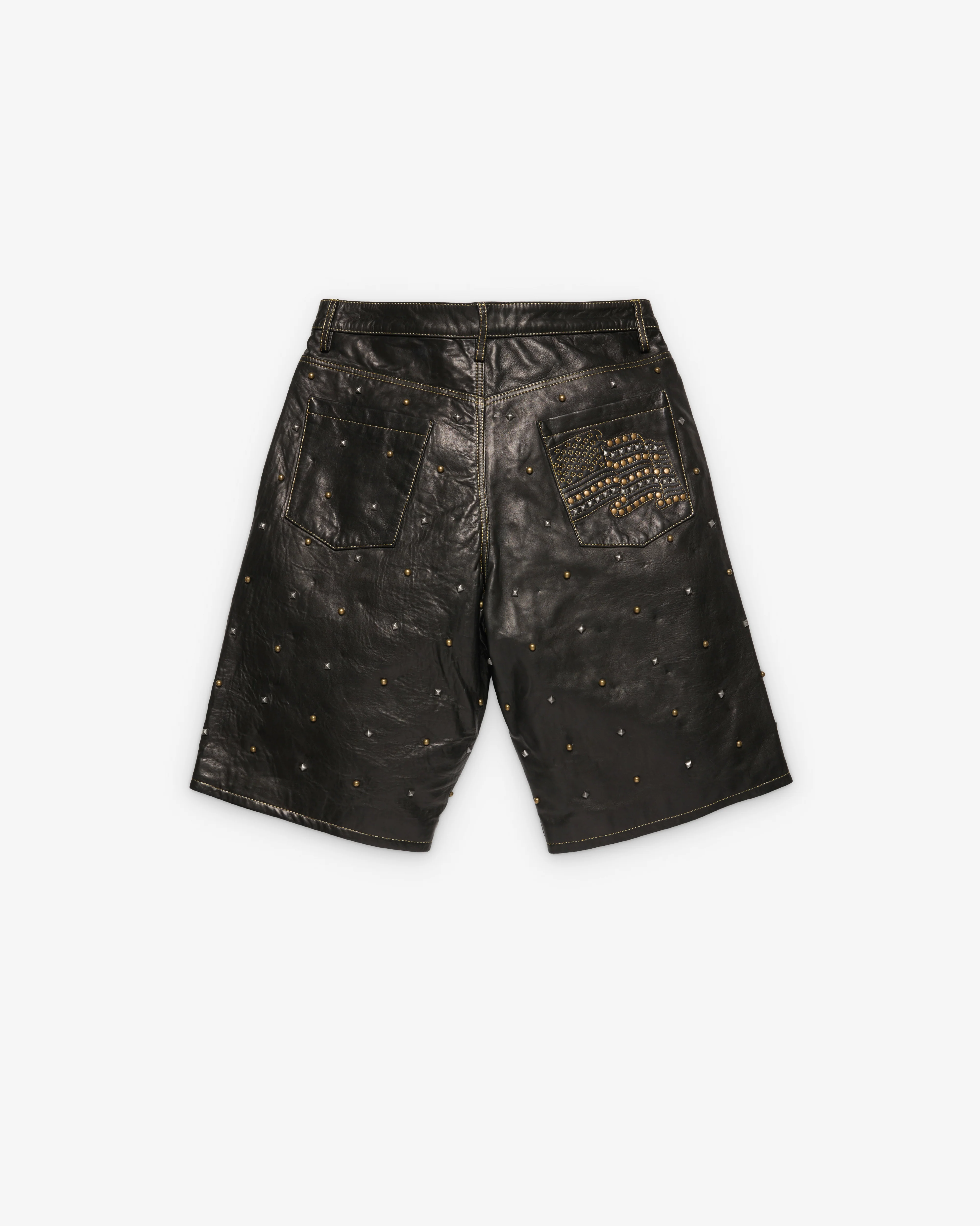 Denim Tears - Men's Libertas Studded Leather Shorts - (Black) - Image 2