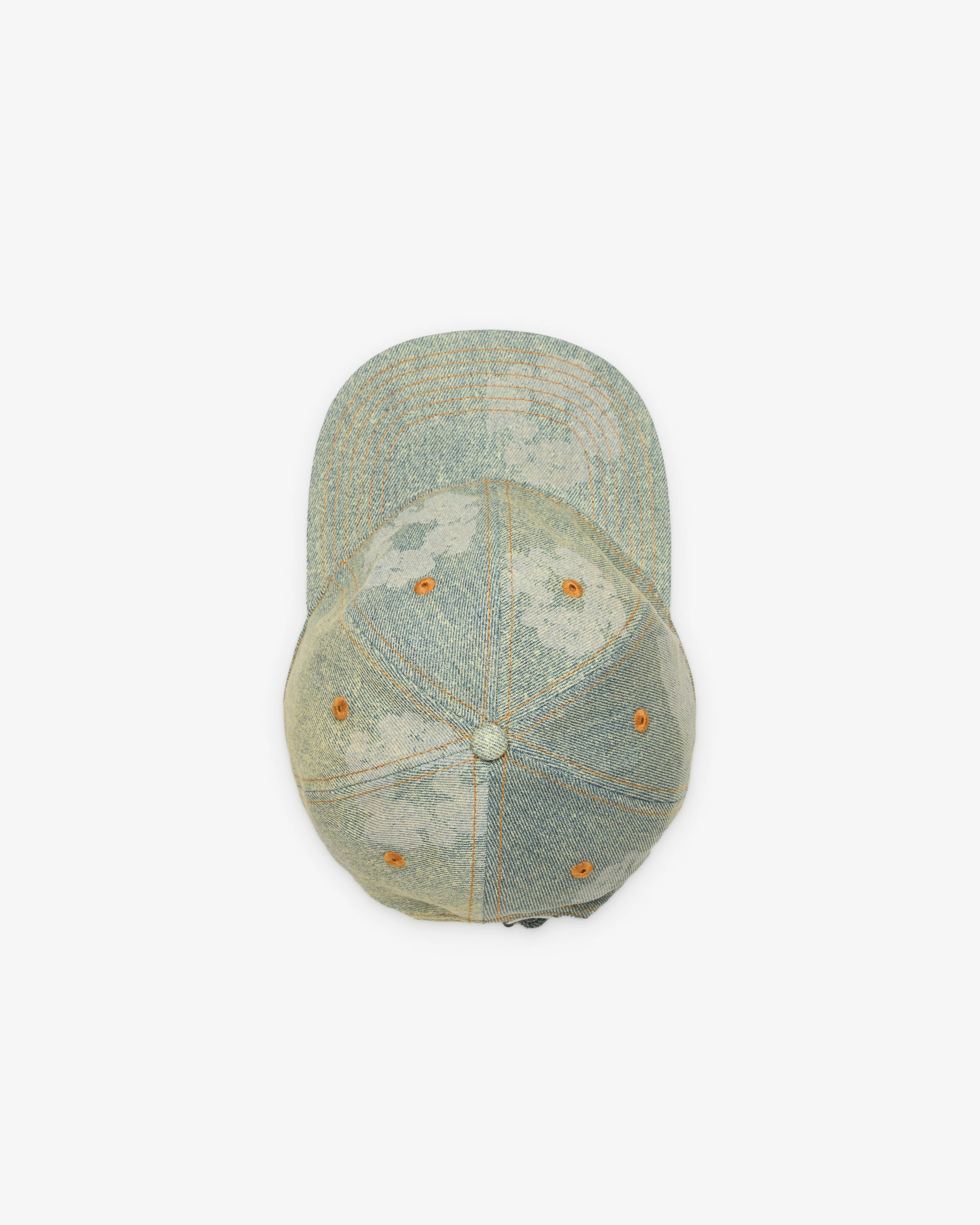 Denim Tears - Men's Mono Cotton Wreath Raw Denim Cap - (Dirty Wash) - Image 2
