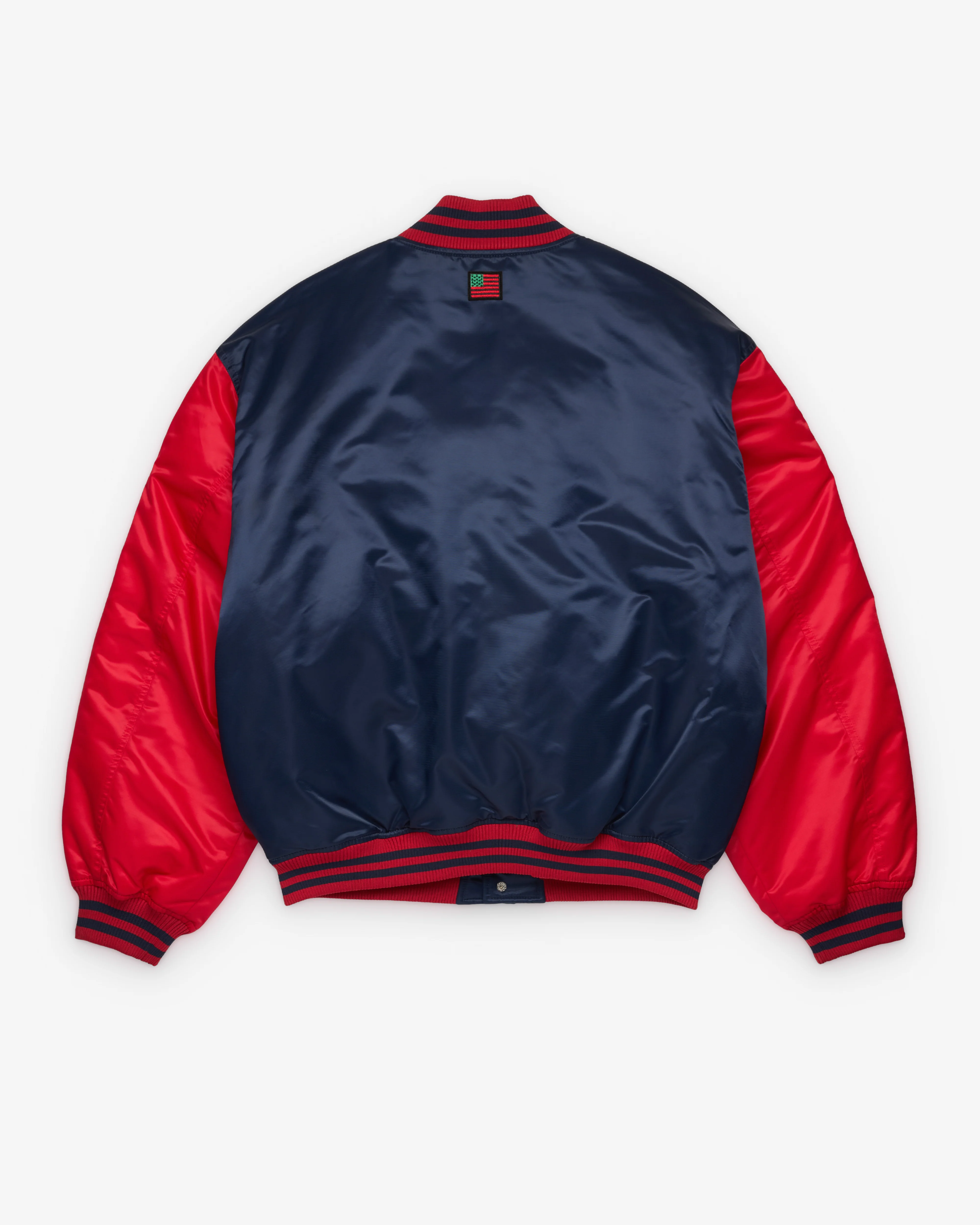 Denim Tears - Men's Nylon Varsity Jacket - (Navy/Red) - Image 2