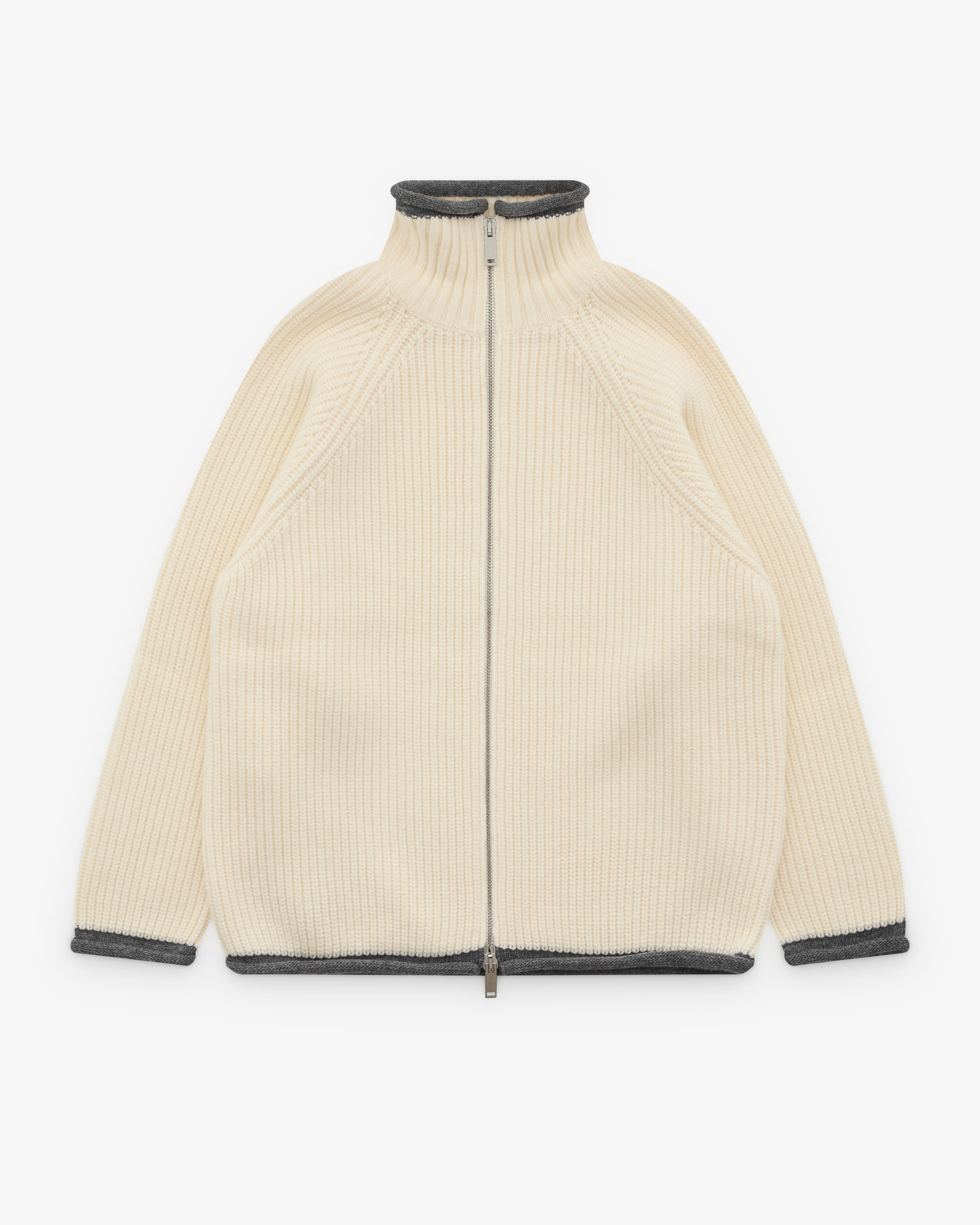 Diomene - Men’s Rolling Hems Zip Up Cardigan - (Cream)