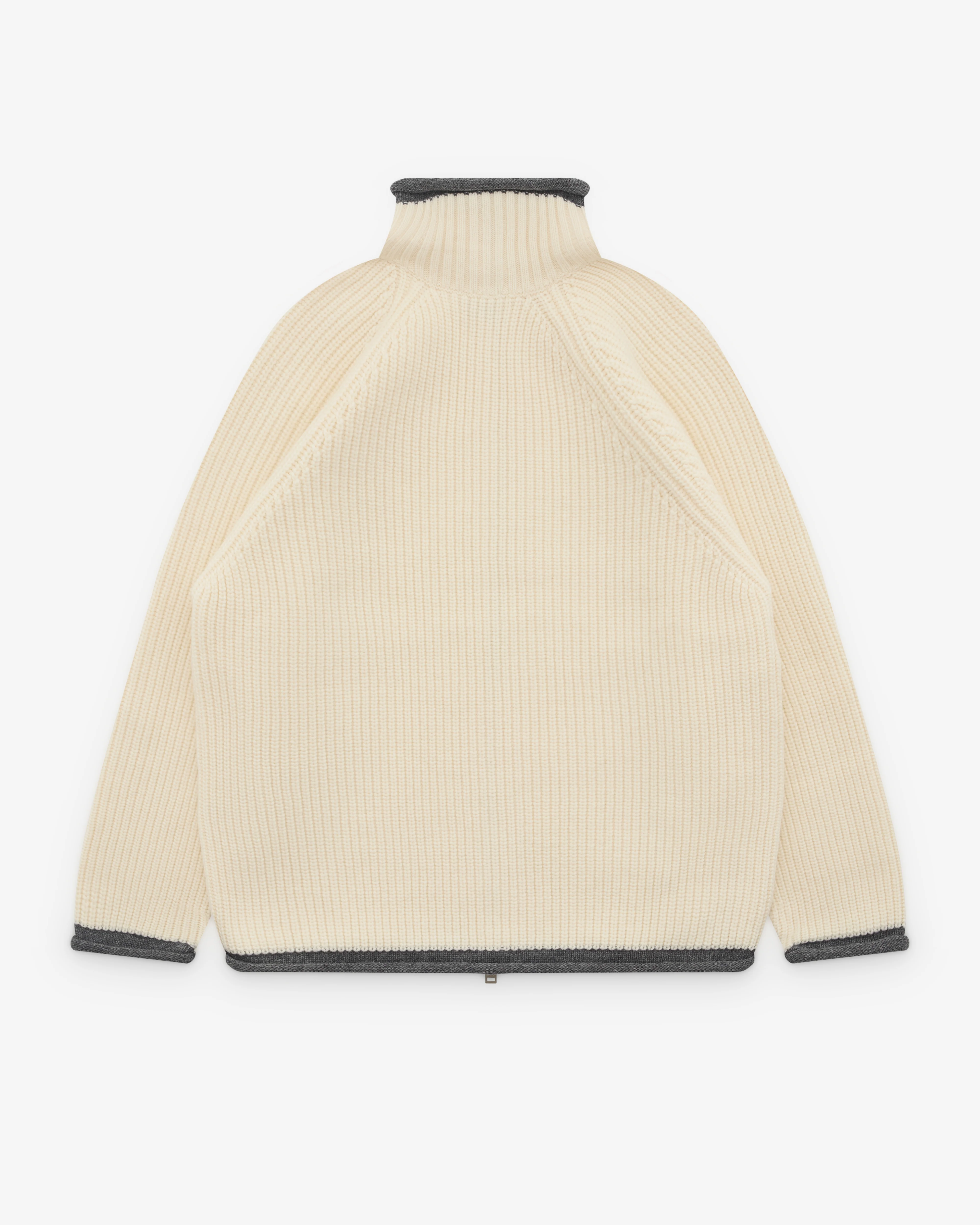 Diomene - Men’s Rolling Hems Zip Up Cardigan - (Cream) - Image 2