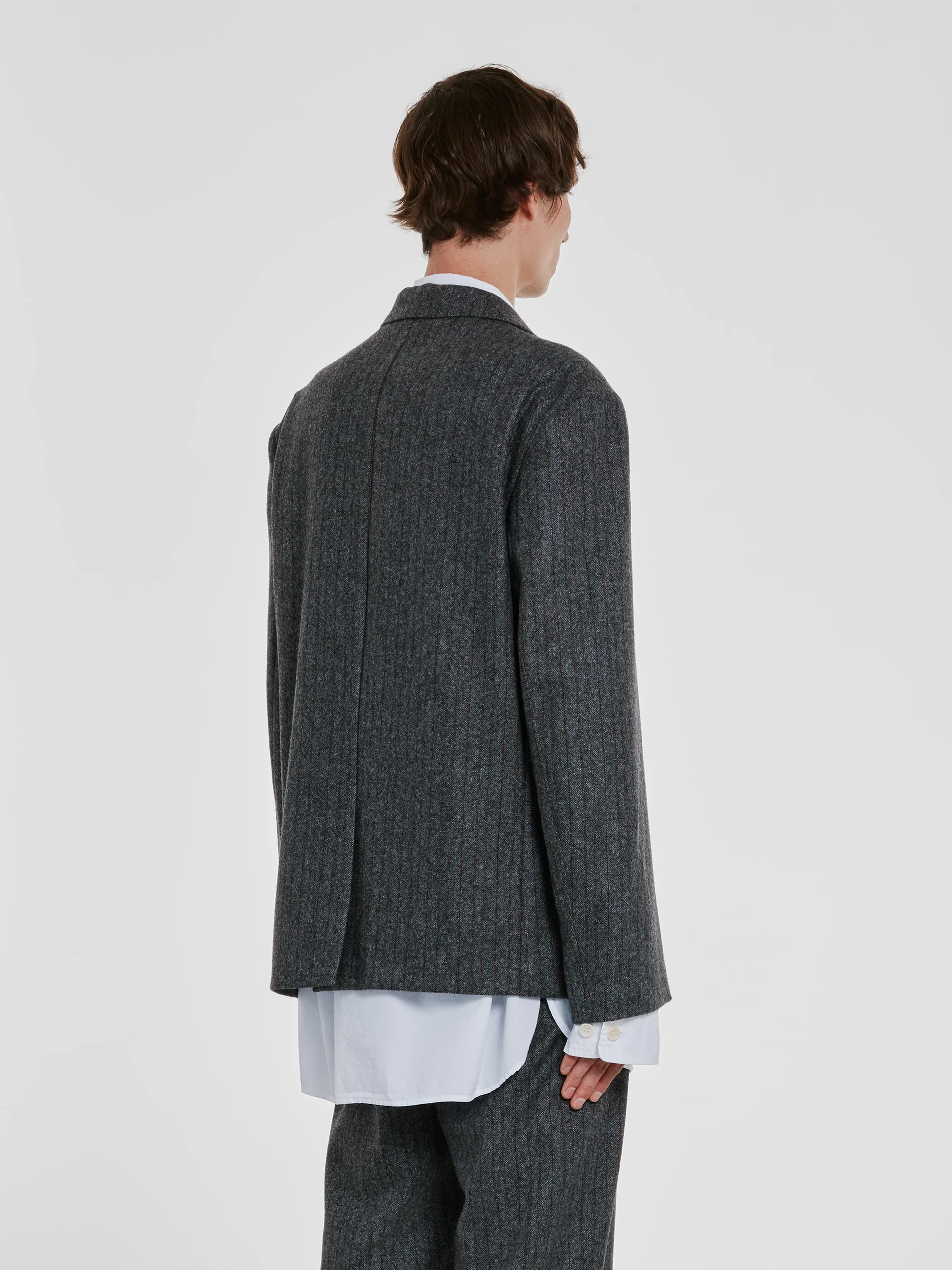 Dries Van Noten - Men’s Boxy Single Breasted Blazer With Patch Pockets - (Grey) - Image 4