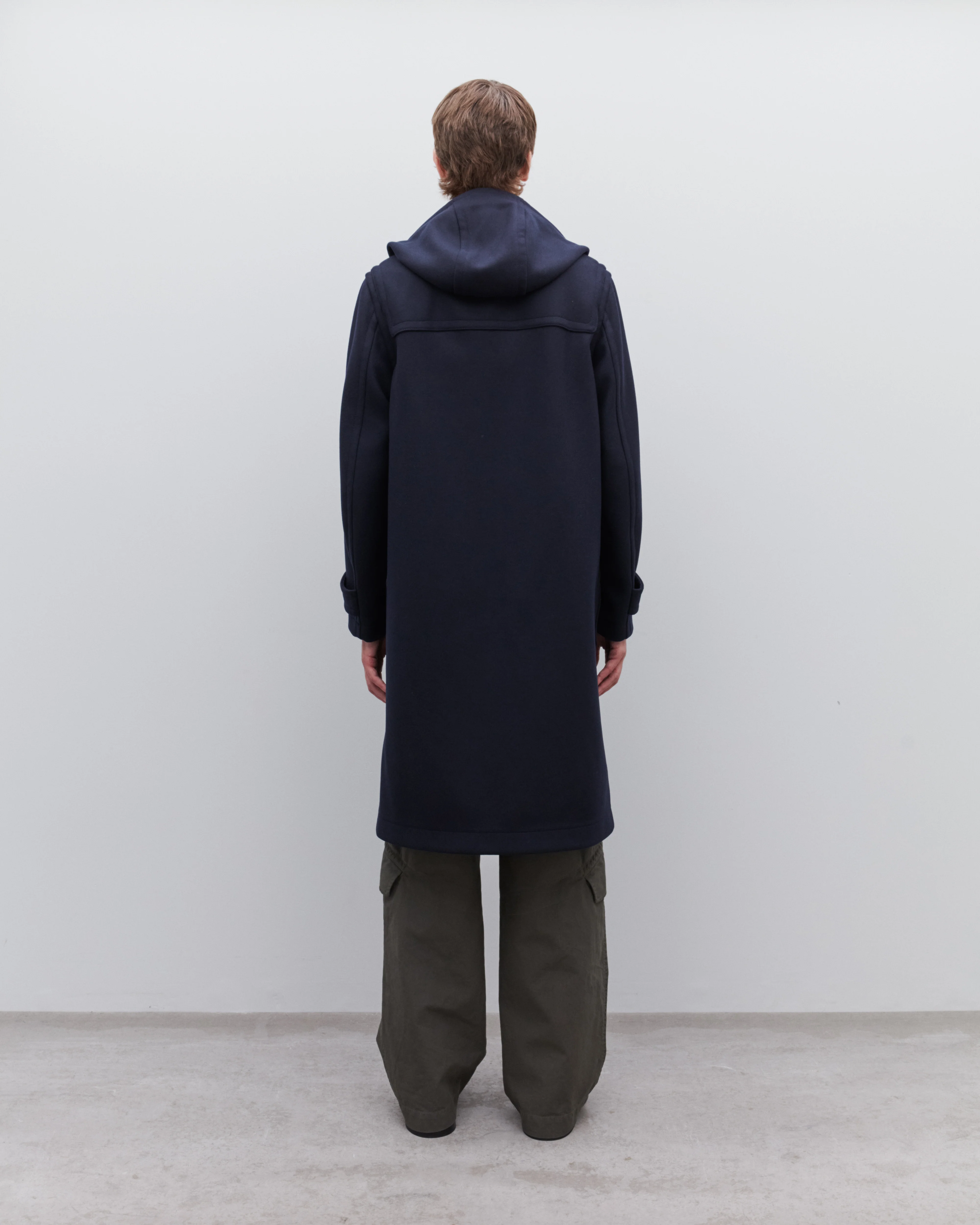 Dries Van Noten - Men’s Hooded Wool Coat - (Navy) - Image 4