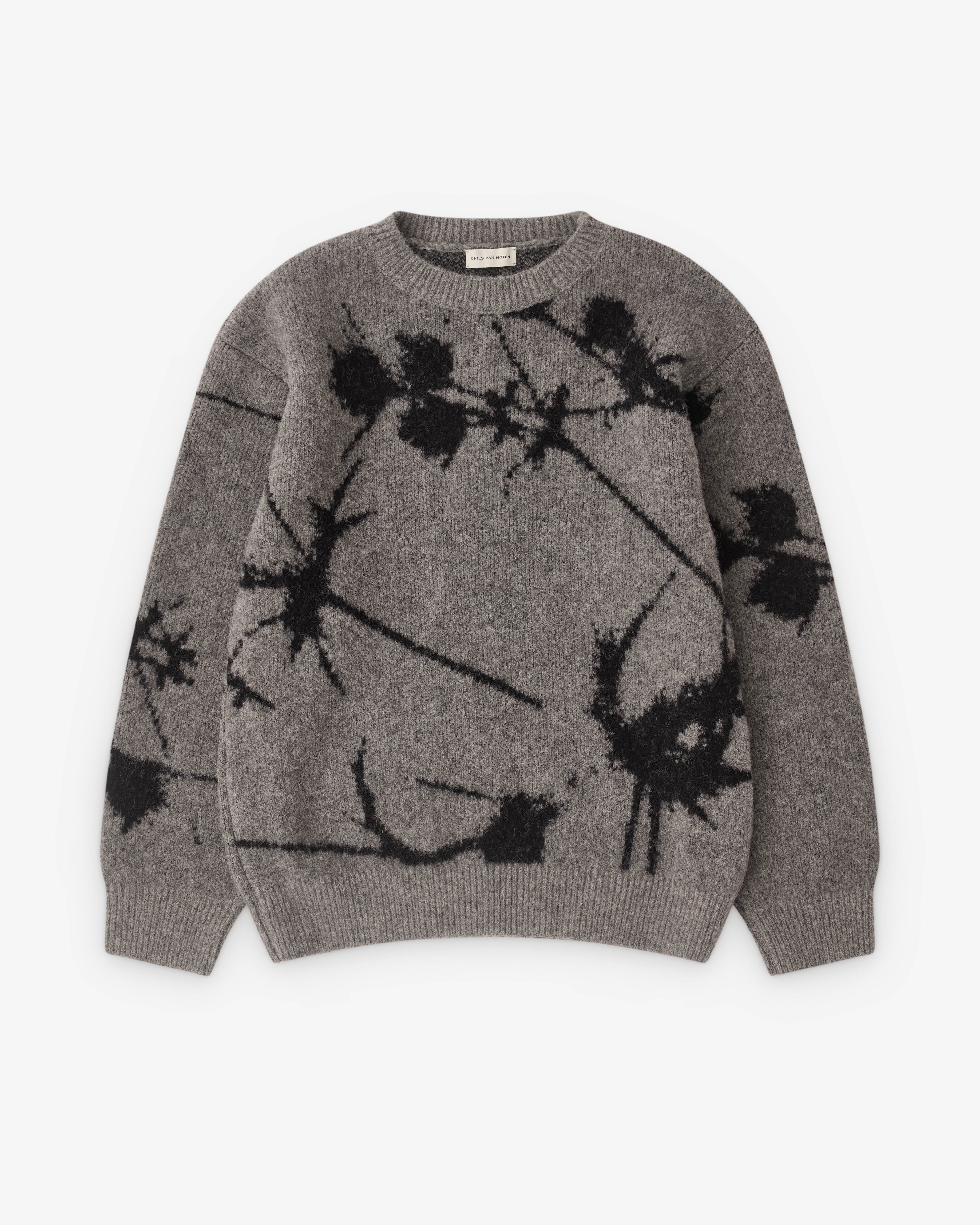 Dries Van Noten - Men’s Patterned Sweater - (Mid Grey)