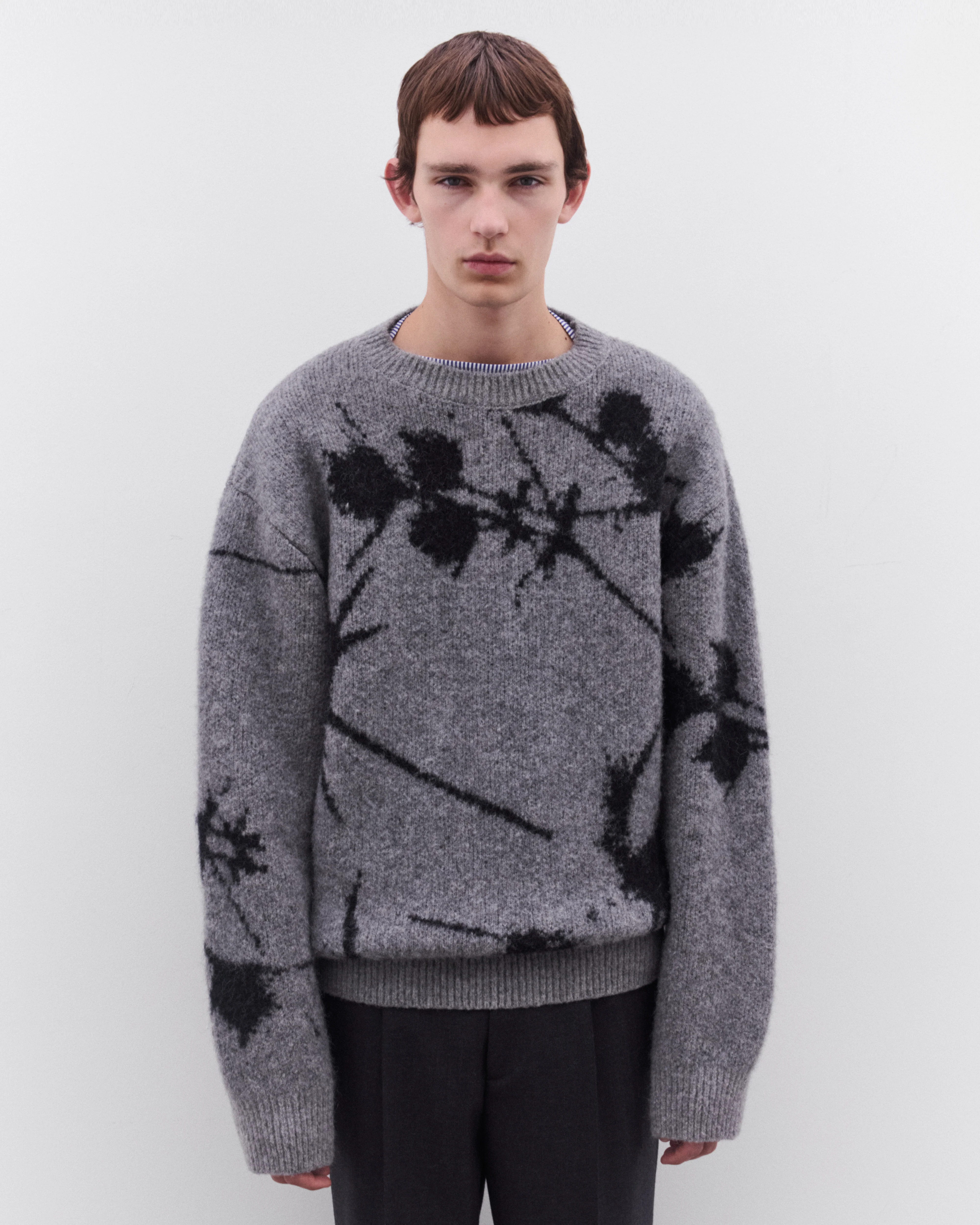 Dries Van Noten - Men’s Patterned Sweater - (Mid Grey) - Image 2