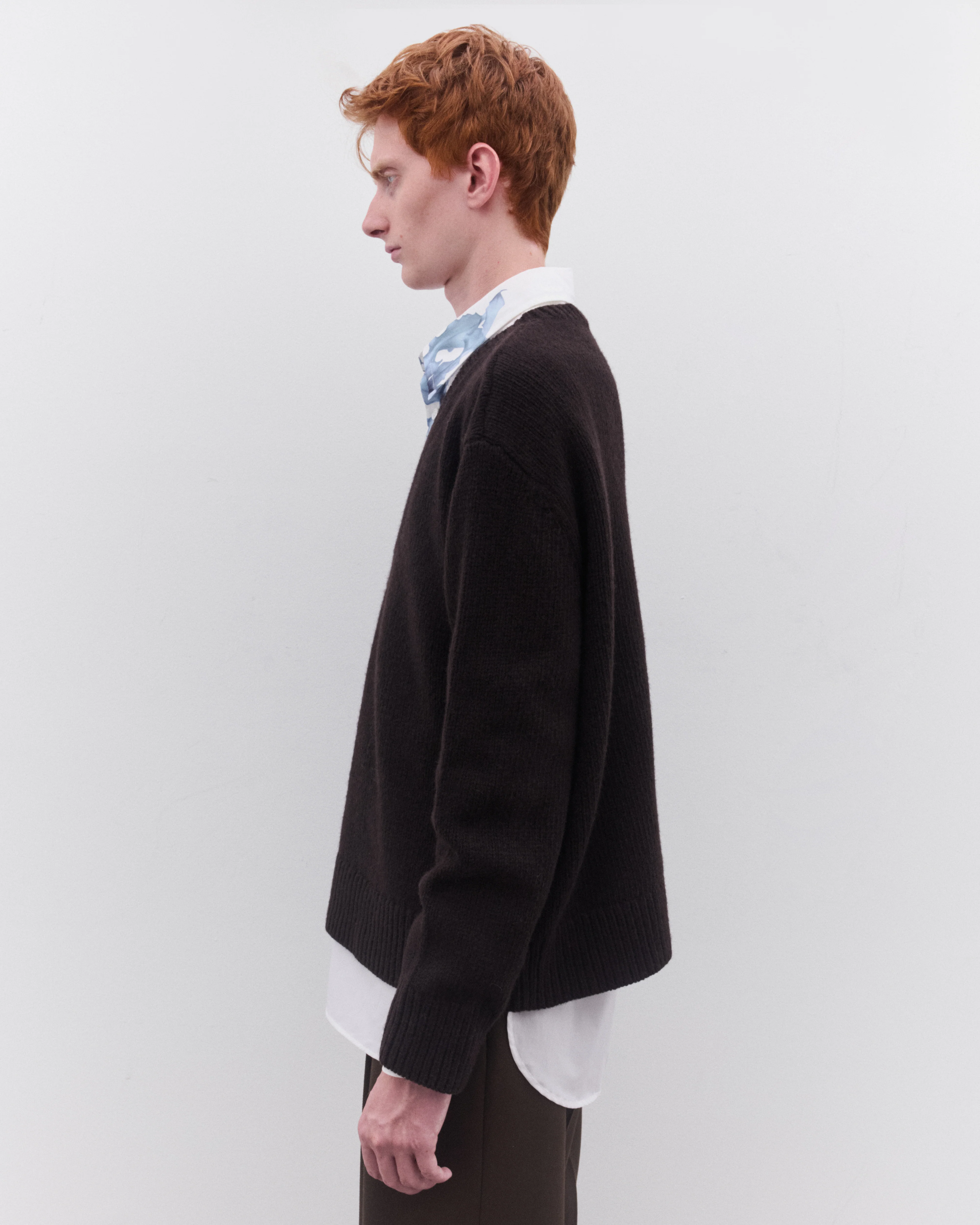 Dries Van Noten - Men’s V-Neck Sweater - (Dark Brown) - Image 4