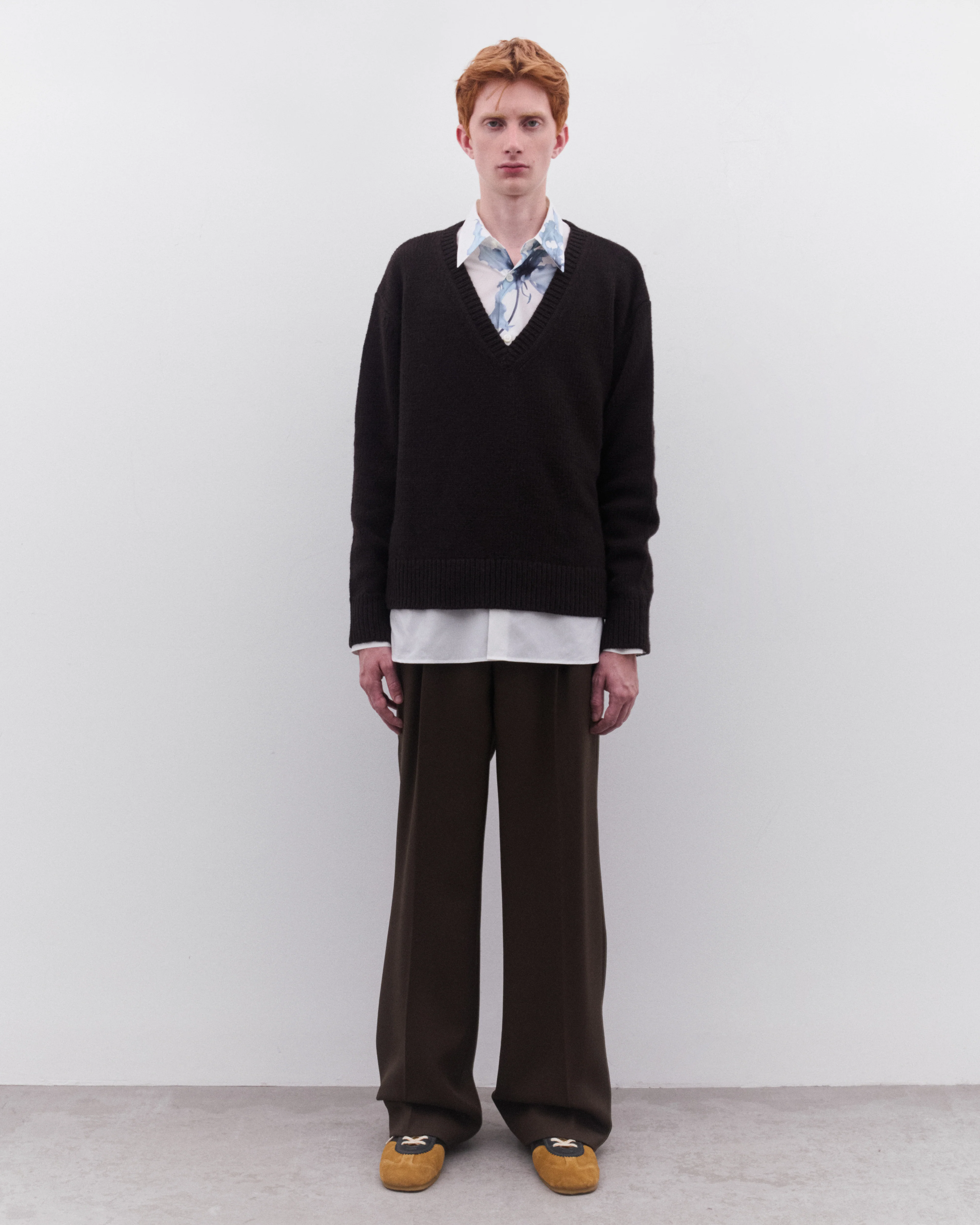 Dries Van Noten - Men’s V-Neck Sweater - (Dark Brown) - Image 6