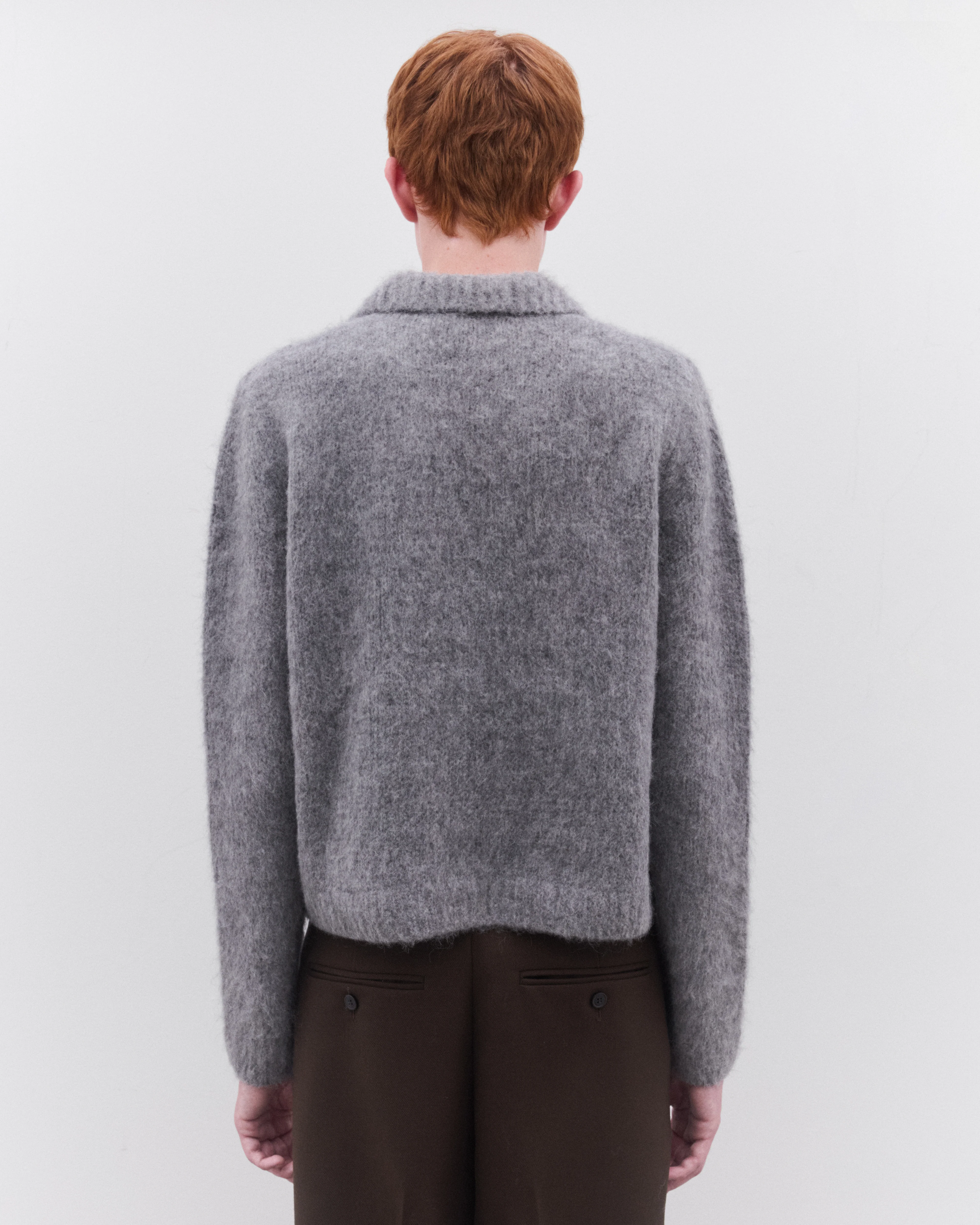 Dries Van Noten - Men’s Cropped Wool Cardigan - (Mid Grey) - Image 5