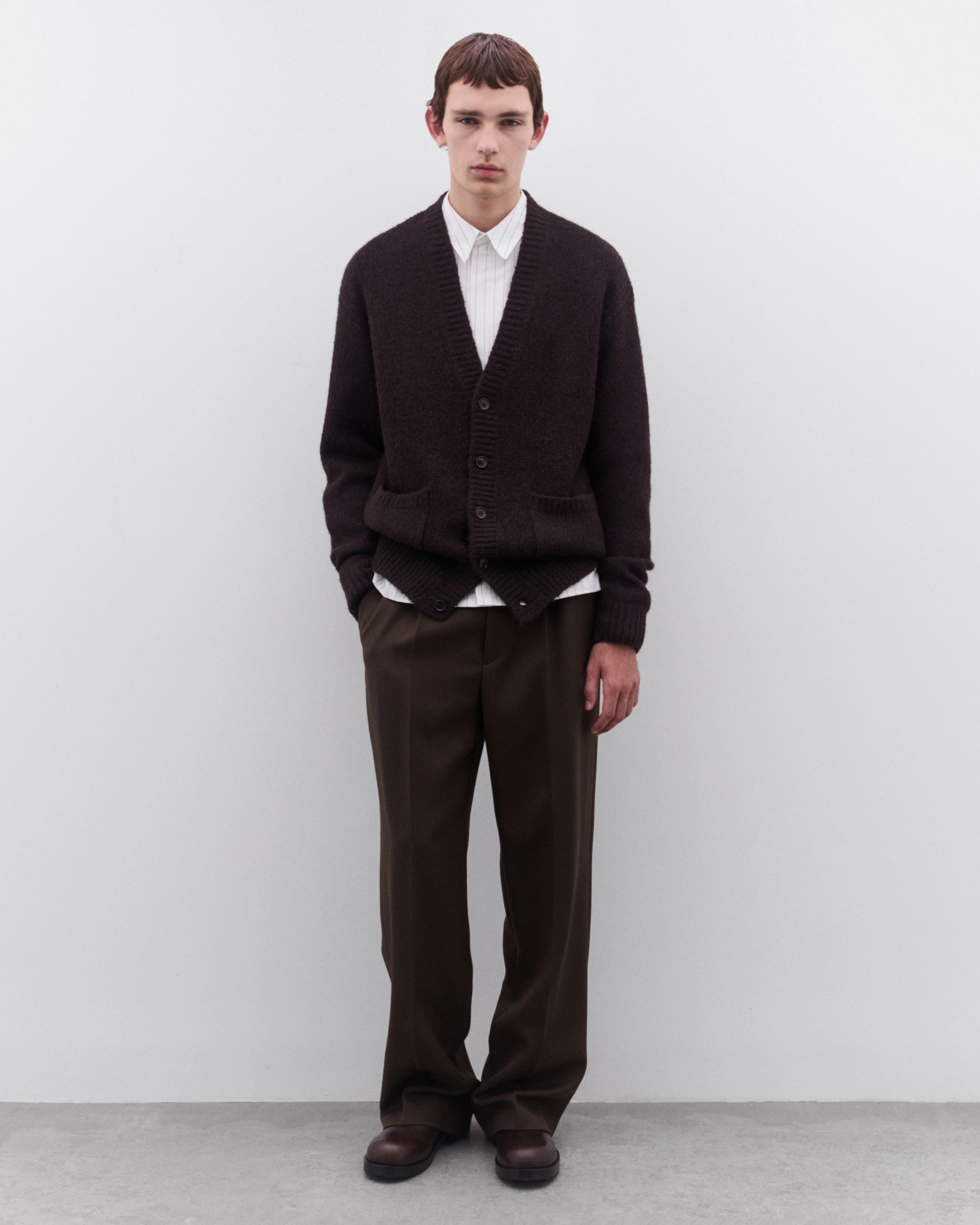 Dries Van Noten - Men’s V-Neck Cardigan - (Dark Brown) - Image 5