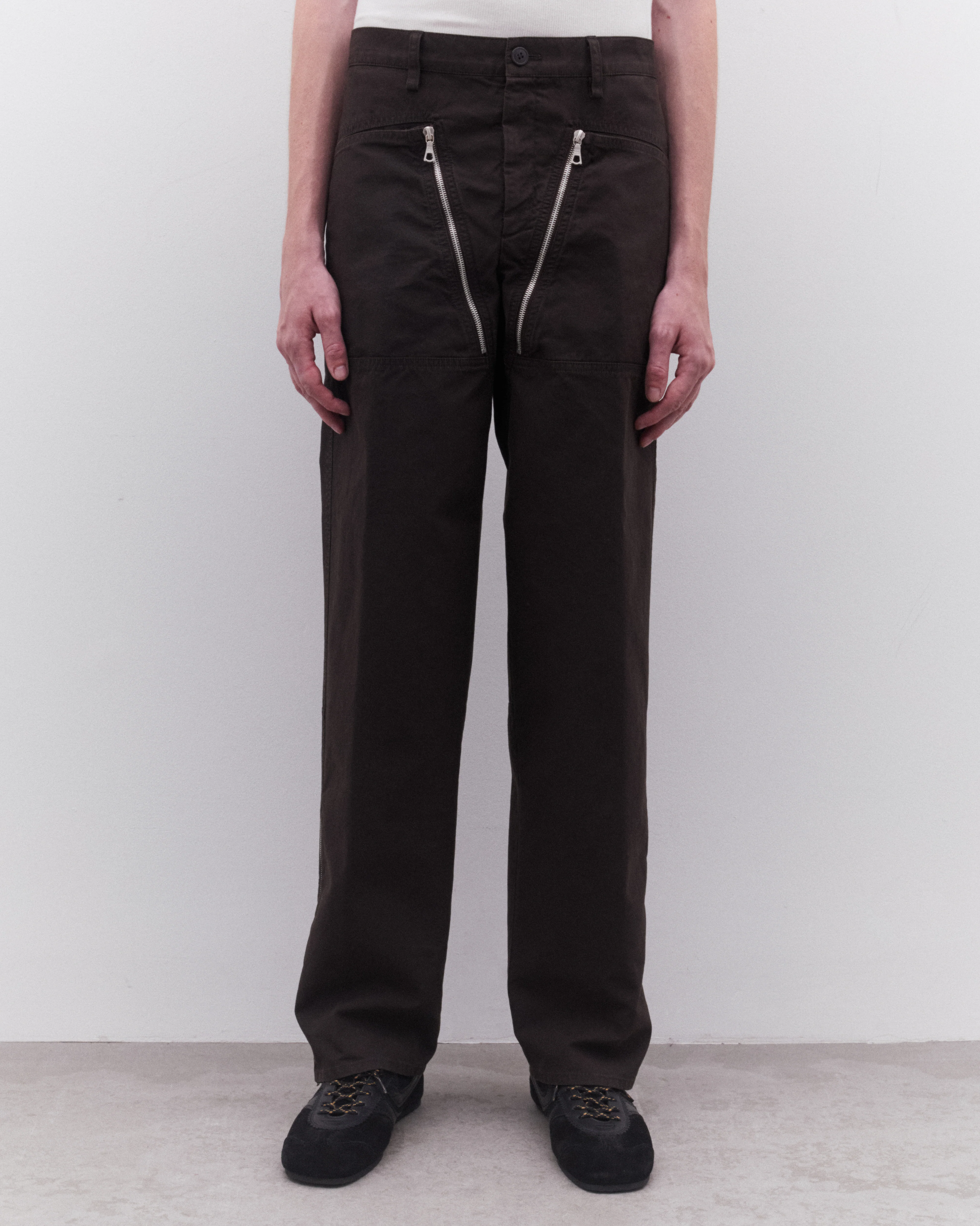 Dries Van Noten - Men’s Zip Detail Trousers - (Brown) - Image 3