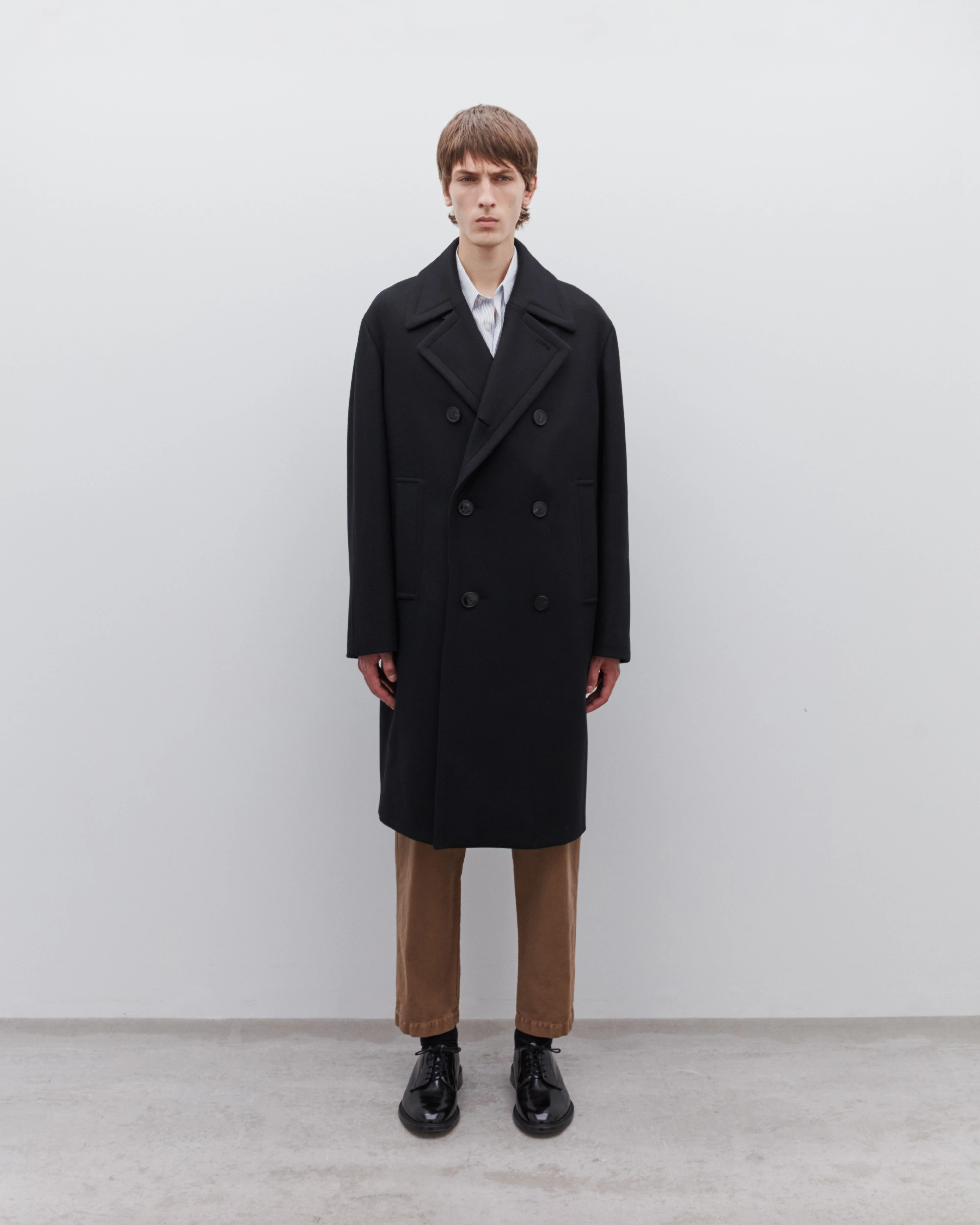 Dries Van Noten - Men’s Double Breasted Wool Coat - (Black) - Image 2