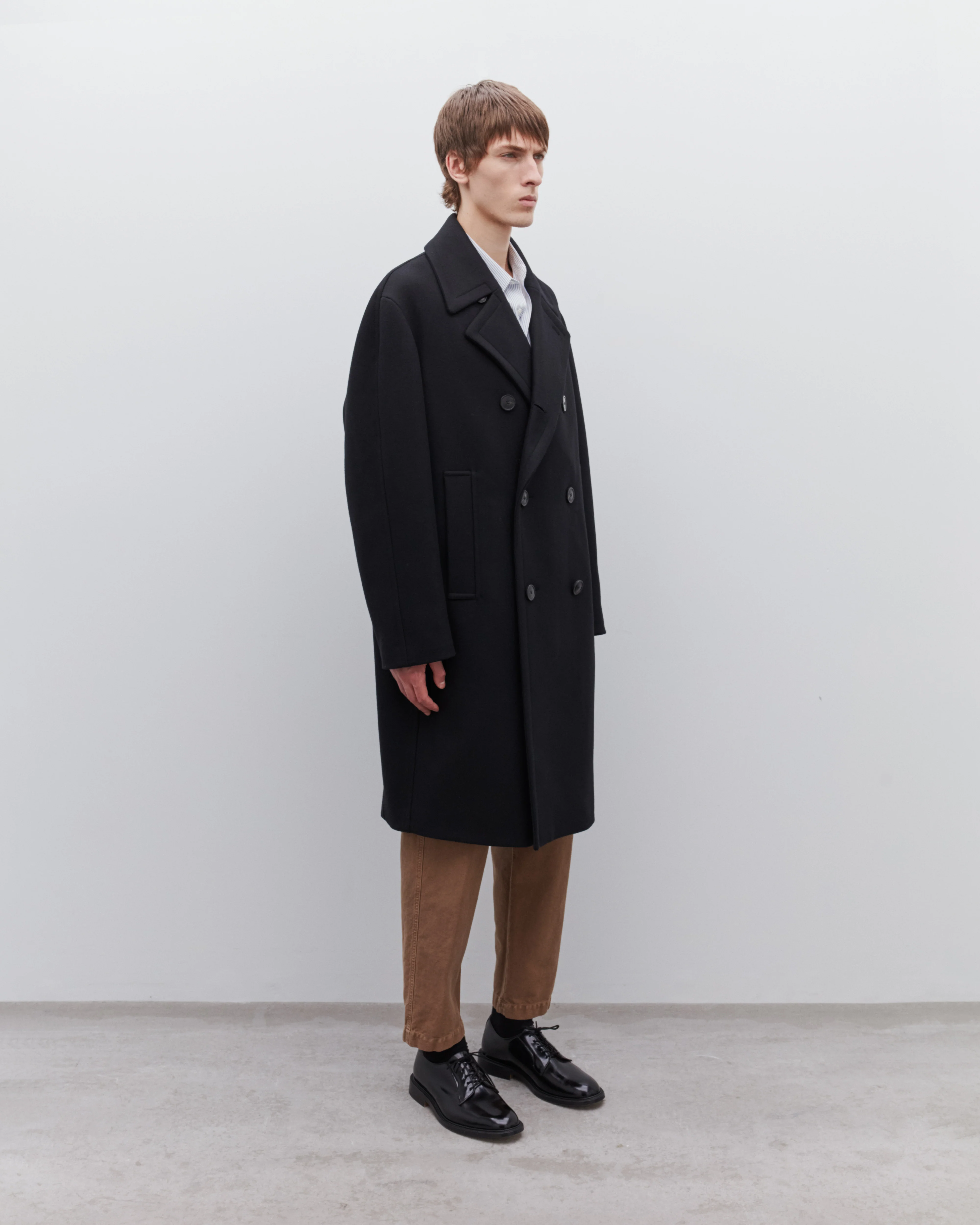 Dries Van Noten - Men’s Double Breasted Wool Coat - (Black) - Image 3