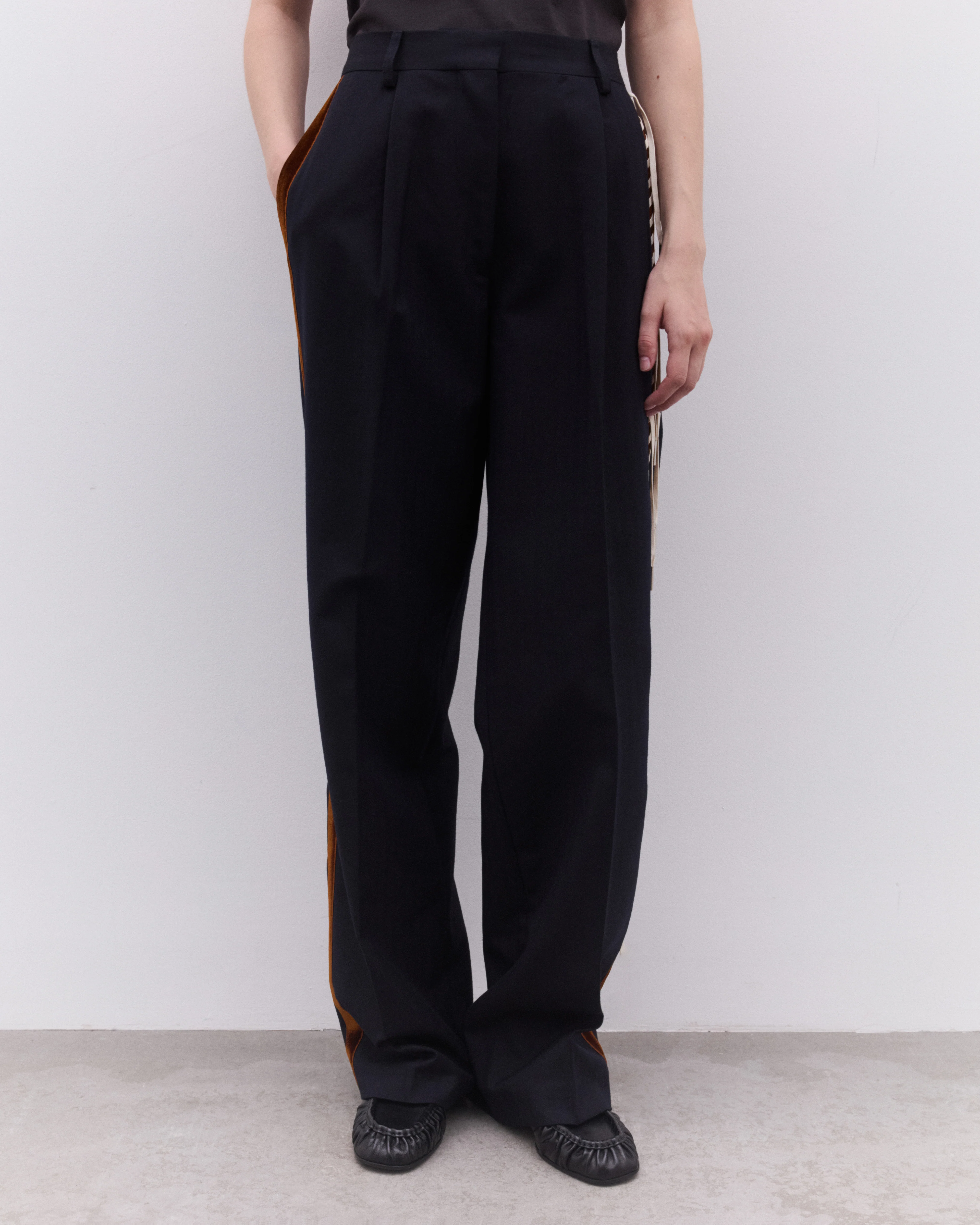 Dries Van Noten - Women’s Pleated Trousers - (Navy) - Image 3